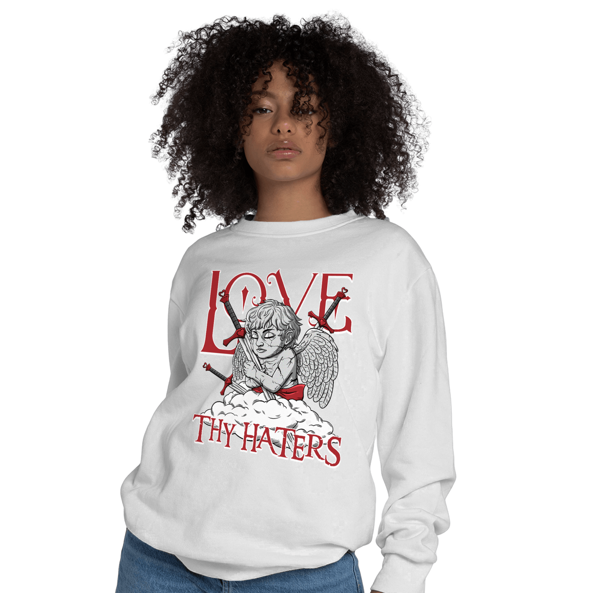 Cherry 12s Sweatshirt Match Love Thy Haters Angel - NastyJamz