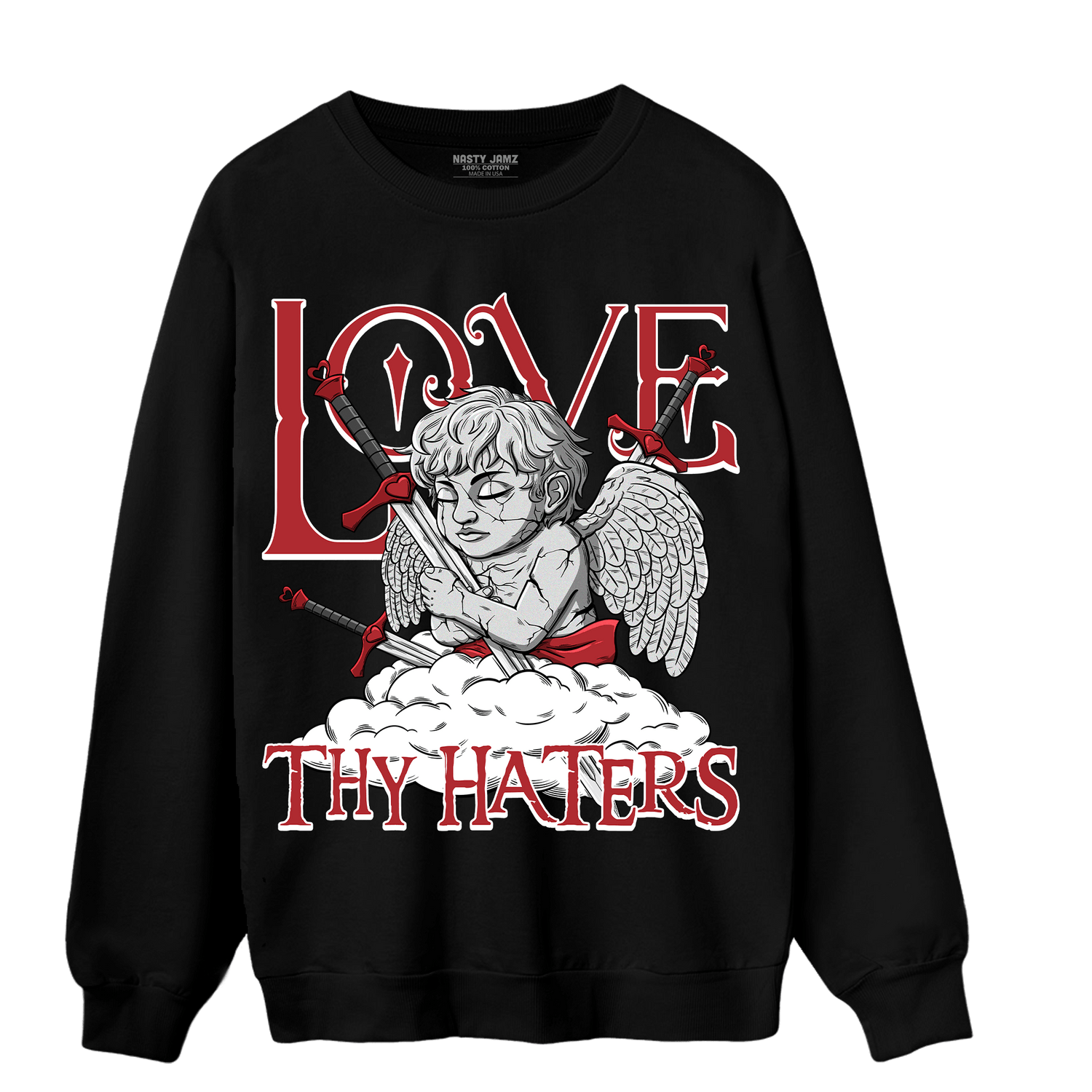 Cherry 12s Sweatshirt Match Love Thy Haters Angel - NastyJamz