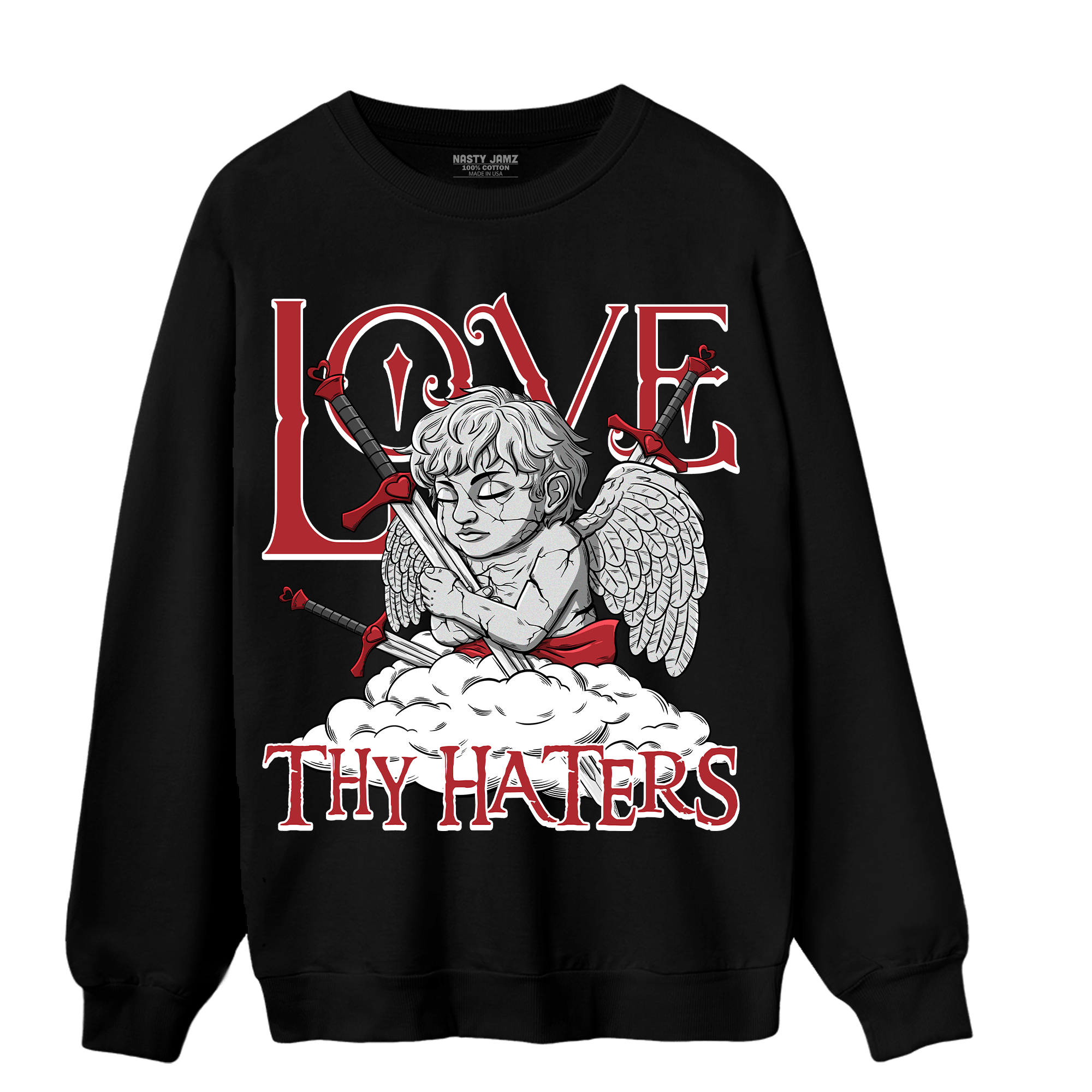 Cherry 12s Sweatshirt Match Love Thy Haters Angel - NastyJamz