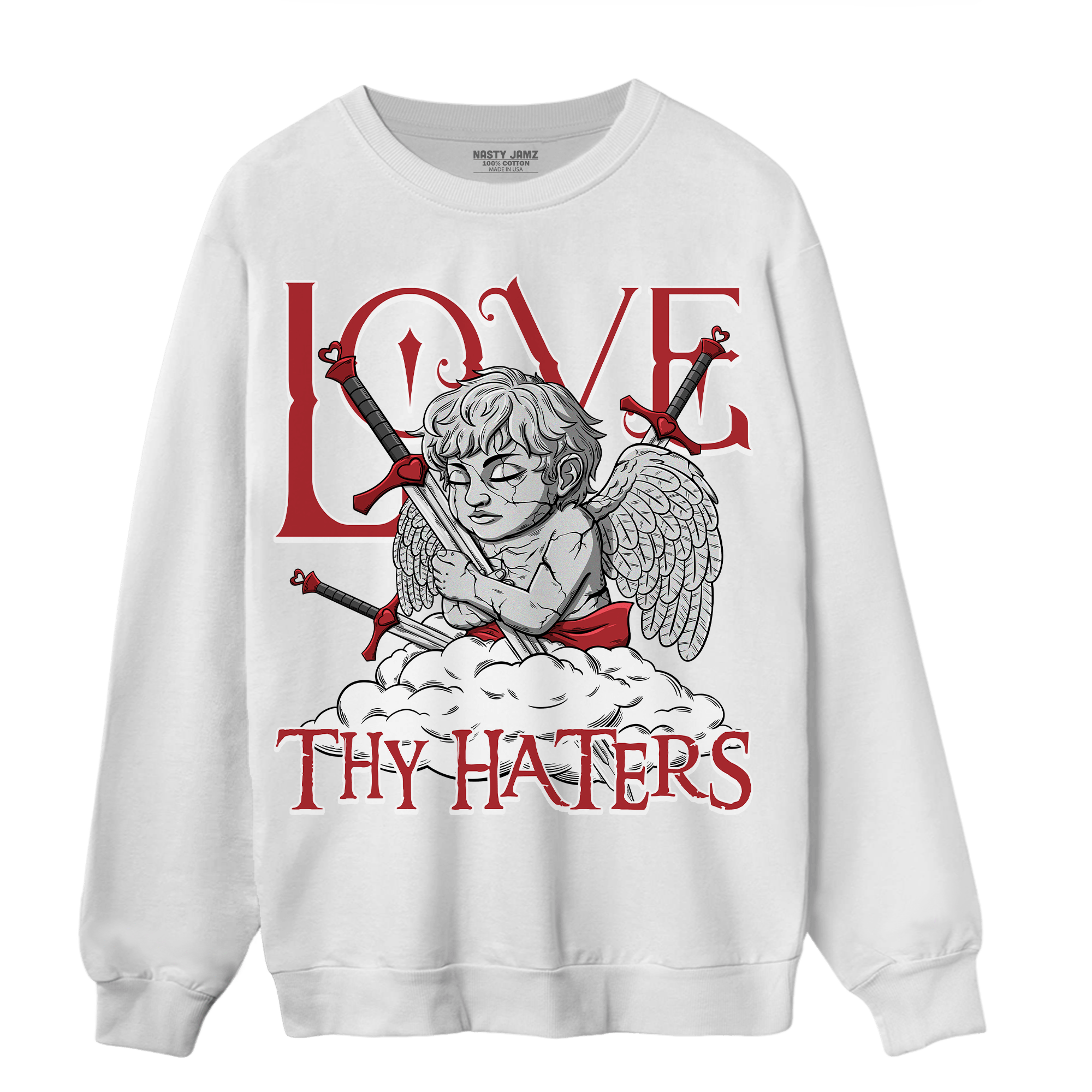 Cherry 12s Sweatshirt Match Love Thy Haters Angel - NastyJamz
