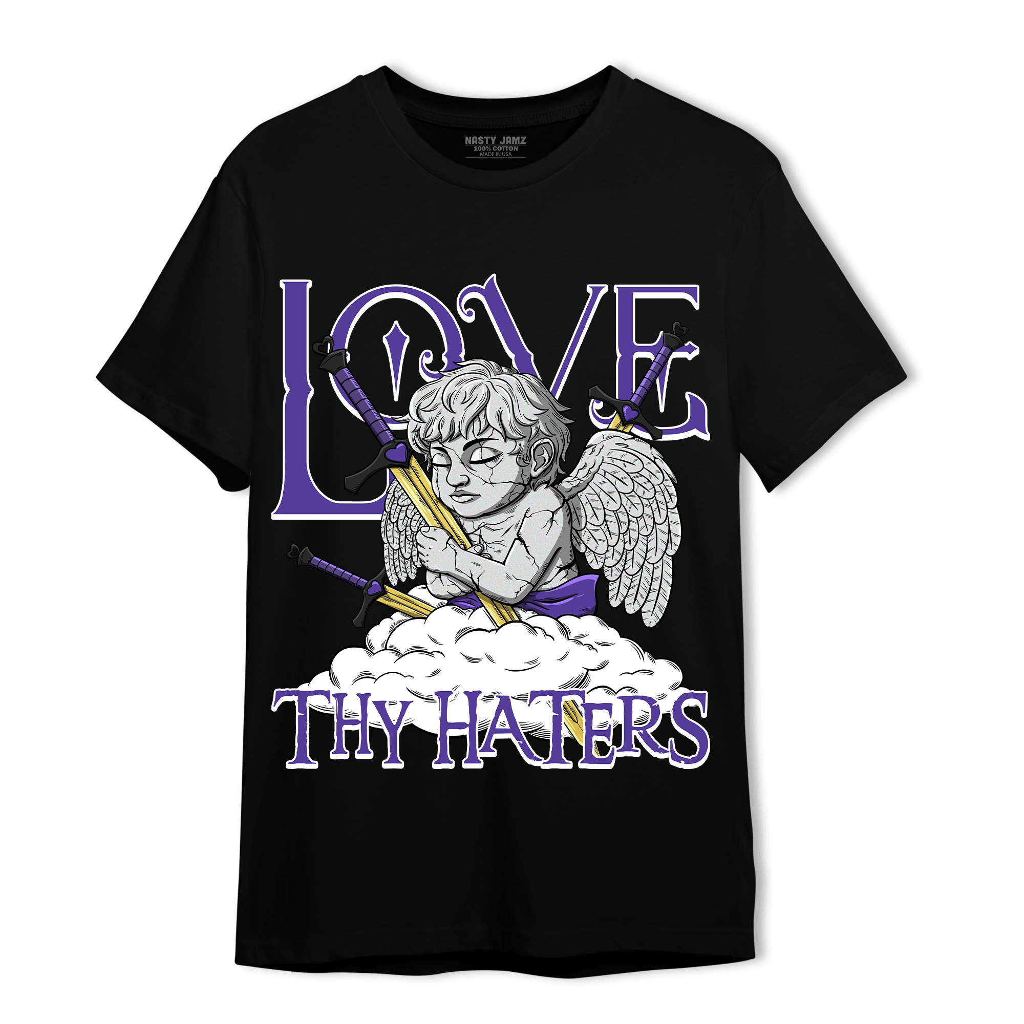 Field Purple 12s T Shirt Match Love Thy Haters Angel - NastyJamz
