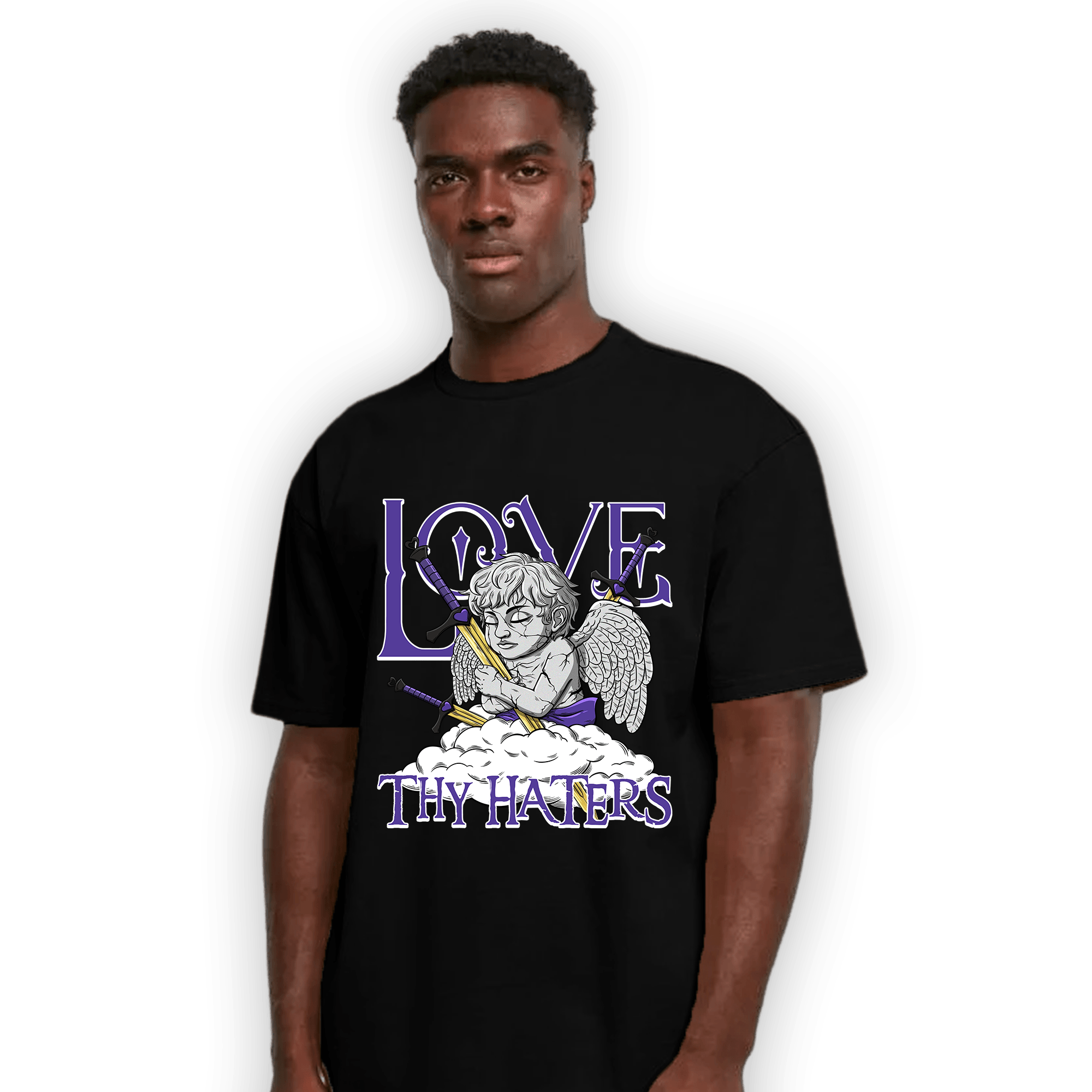 Field Purple 12s T Shirt Match Love Thy Haters Angel - NastyJamz