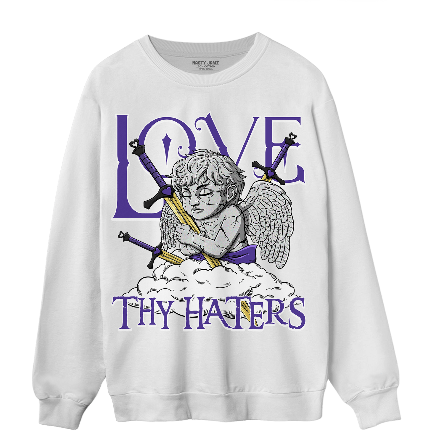 Field Purple 12s Sweatshirt Match Love Thy Haters Angel - NastyJamz