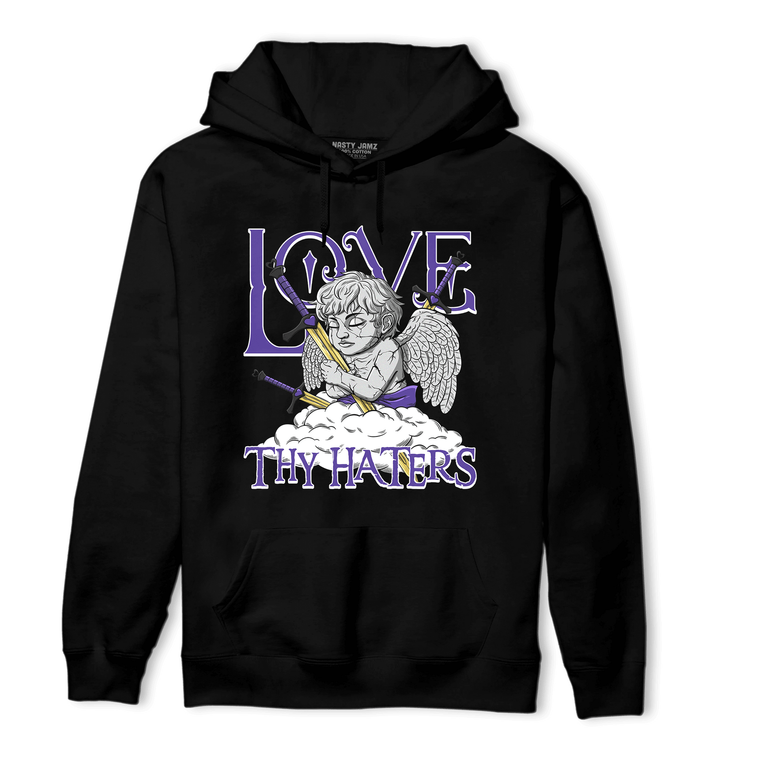 Field Purple 12s Hoodie Match Love Thy Haters Angel - NastyJamz