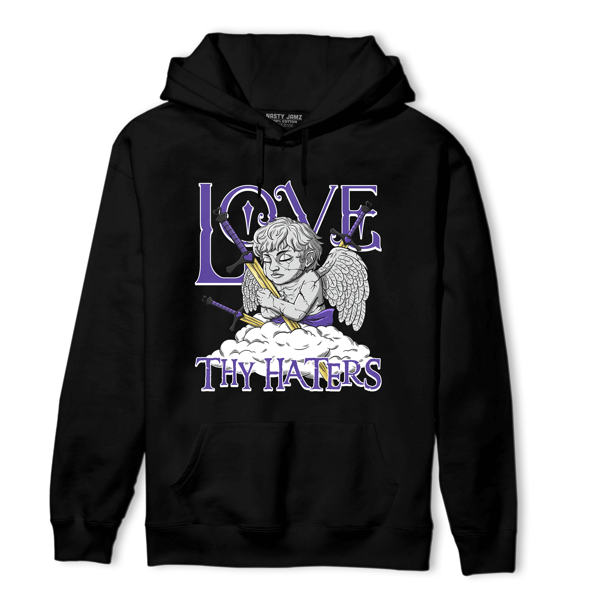Field Purple 12s Hoodie Match Love Thy Haters Angel - NastyJamz