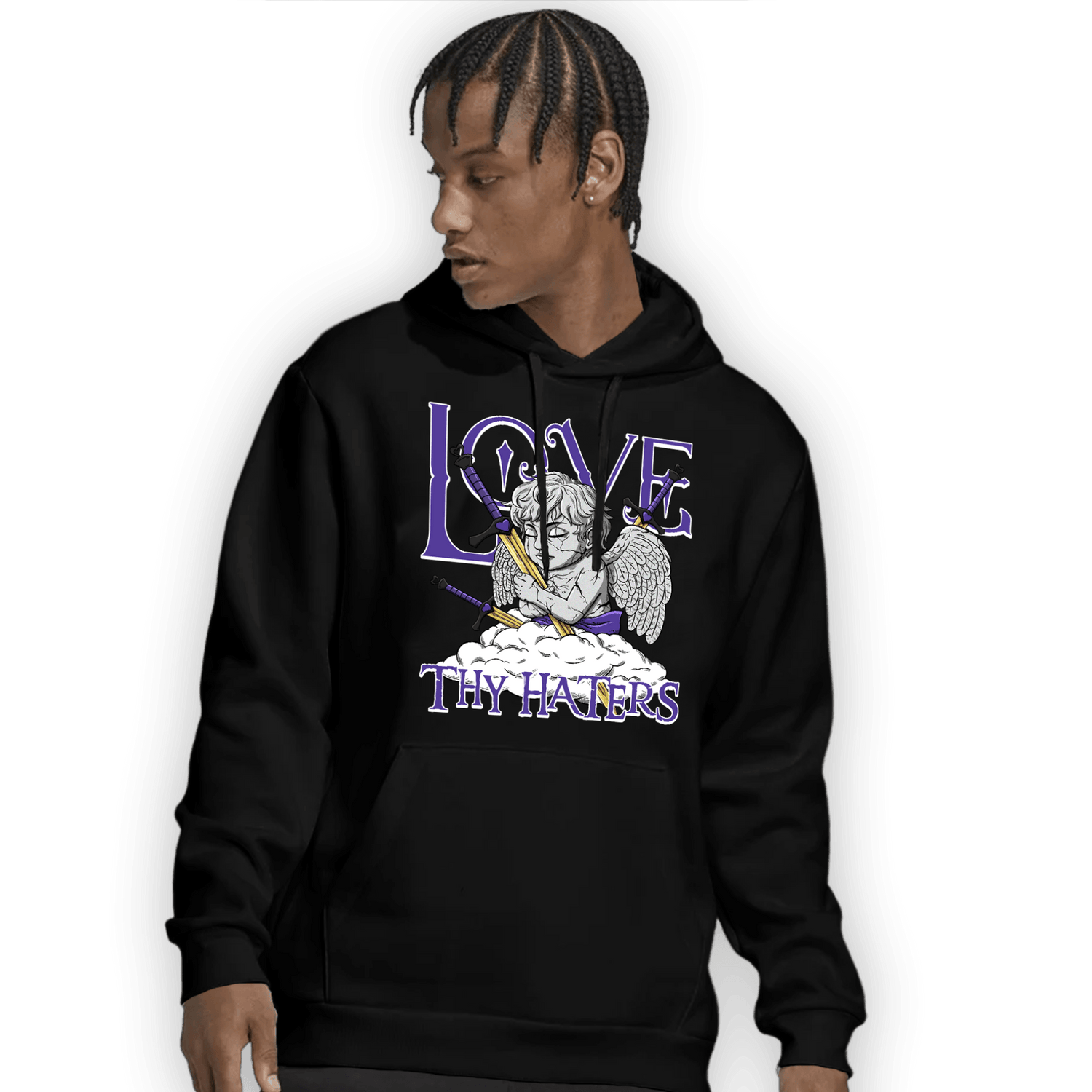 Field Purple 12s Hoodie Match Love Thy Haters Angel - NastyJamz