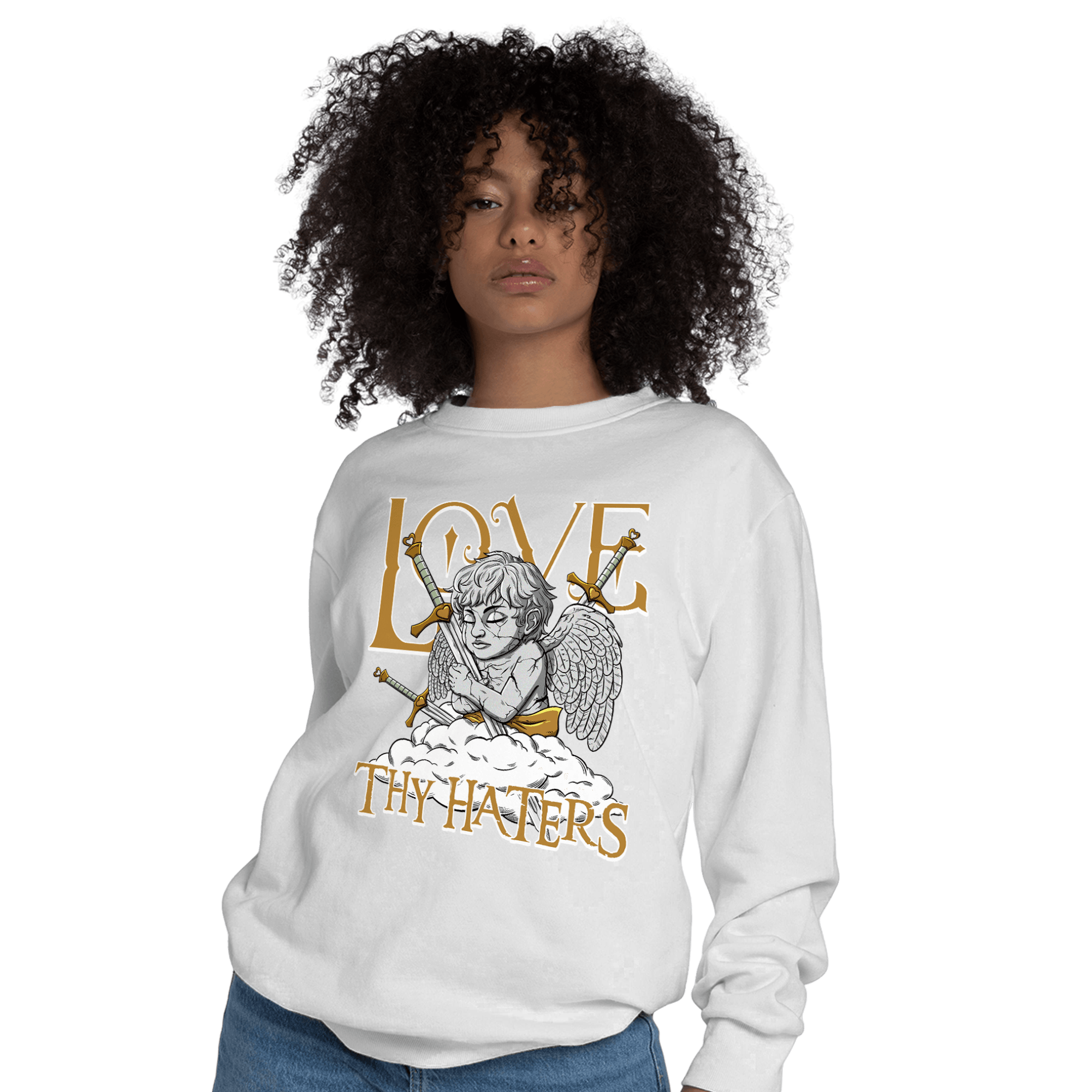 Wheat 13s Sweatshirt Match Love Thy Haters Angel - NastyJamz