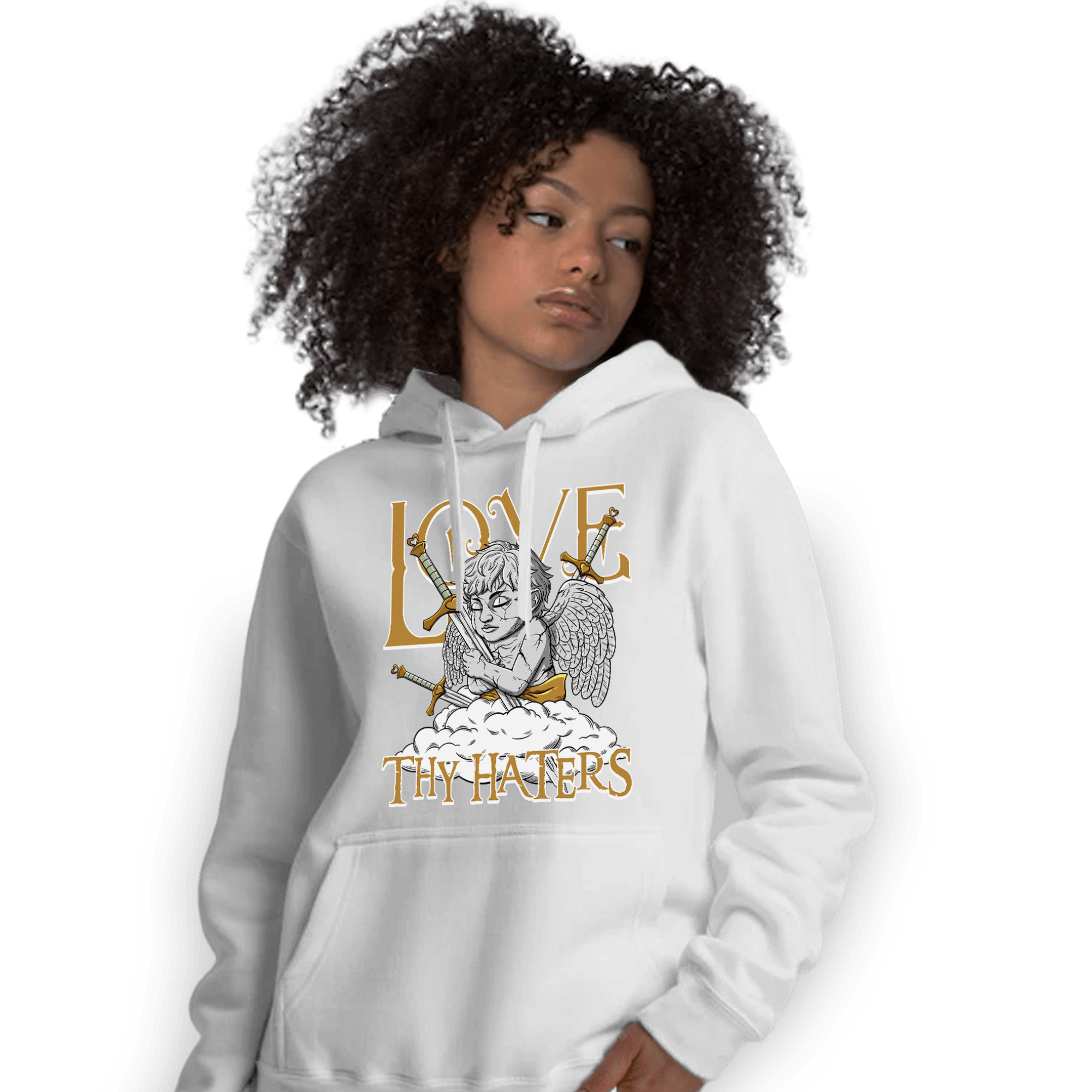 Wheat 13s Hoodie Match Love Thy Haters Angel - NastyJamz