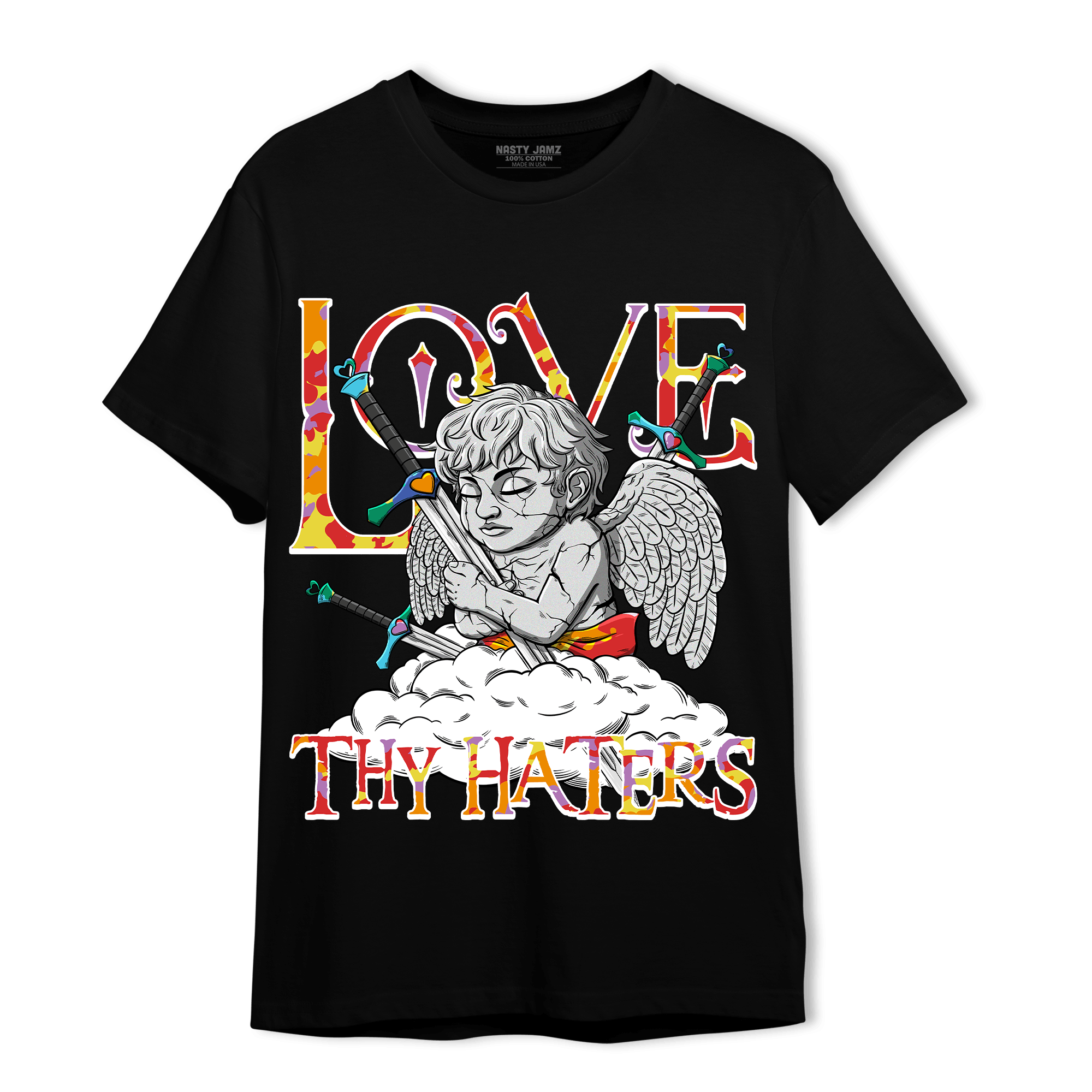 Mid GS Six Championships 1s T Shirt Match Love Thy Haters Angel - NastyJamz