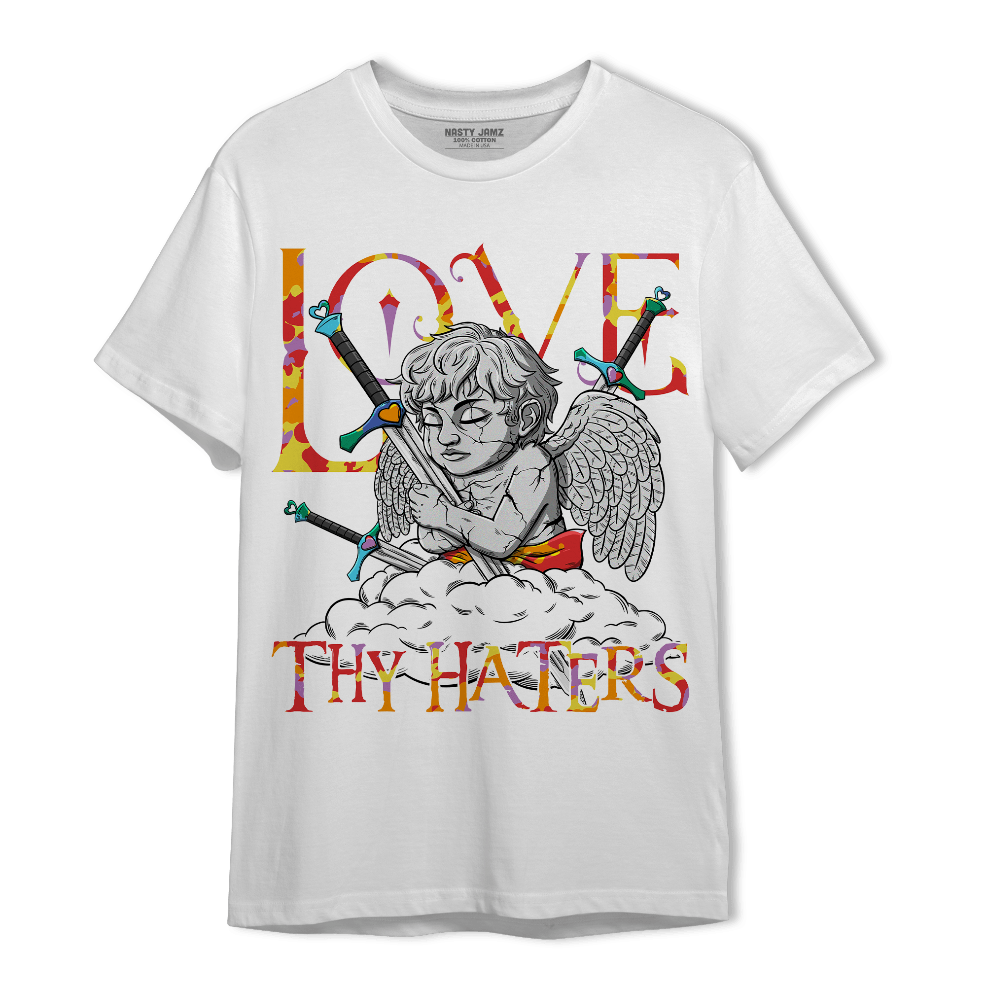 Mid GS Six Championships 1s T Shirt Match Love Thy Haters Angel - NastyJamz