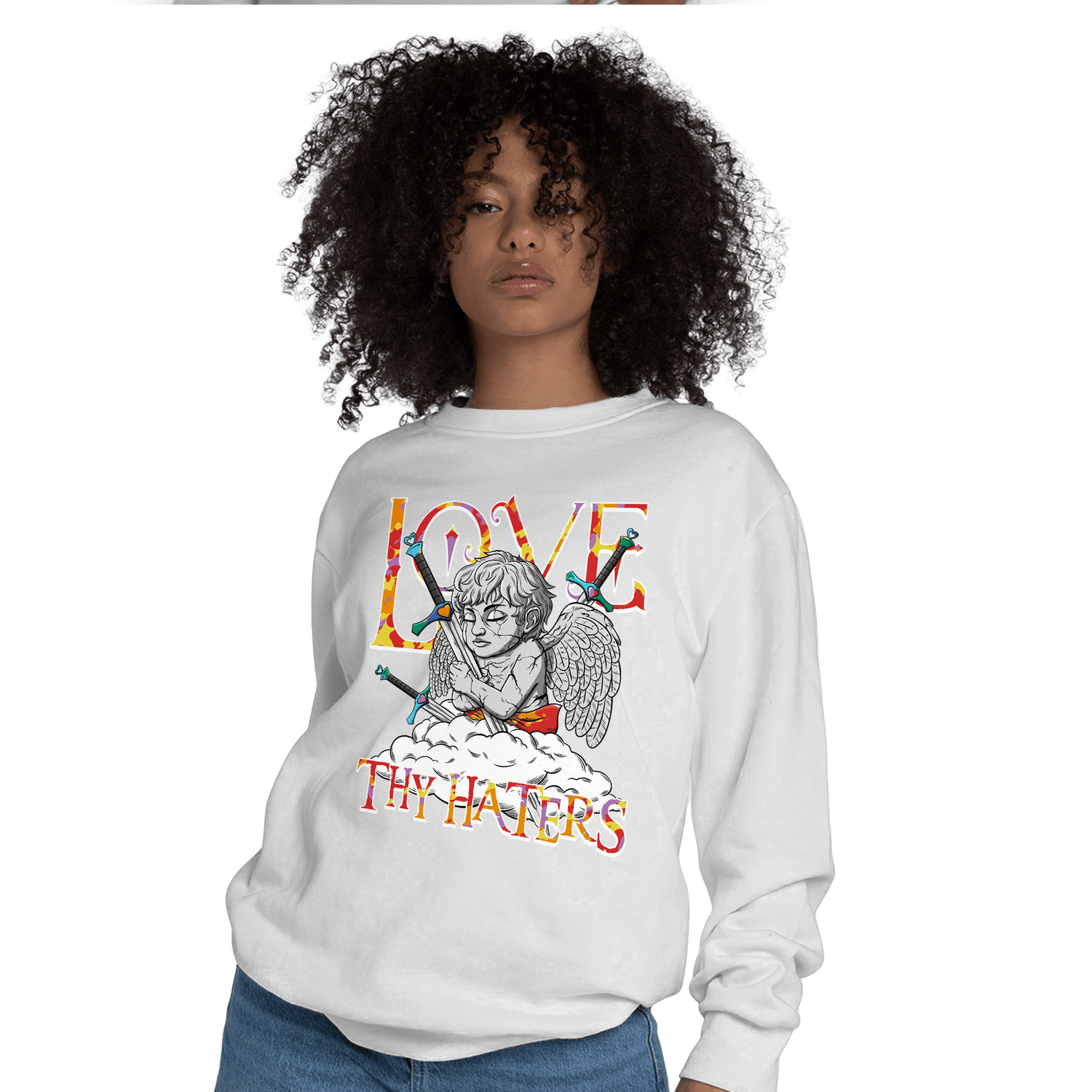 Mid GS Six Championships 1s Sweatshirt Match Love Thy Haters Angel - NastyJamz