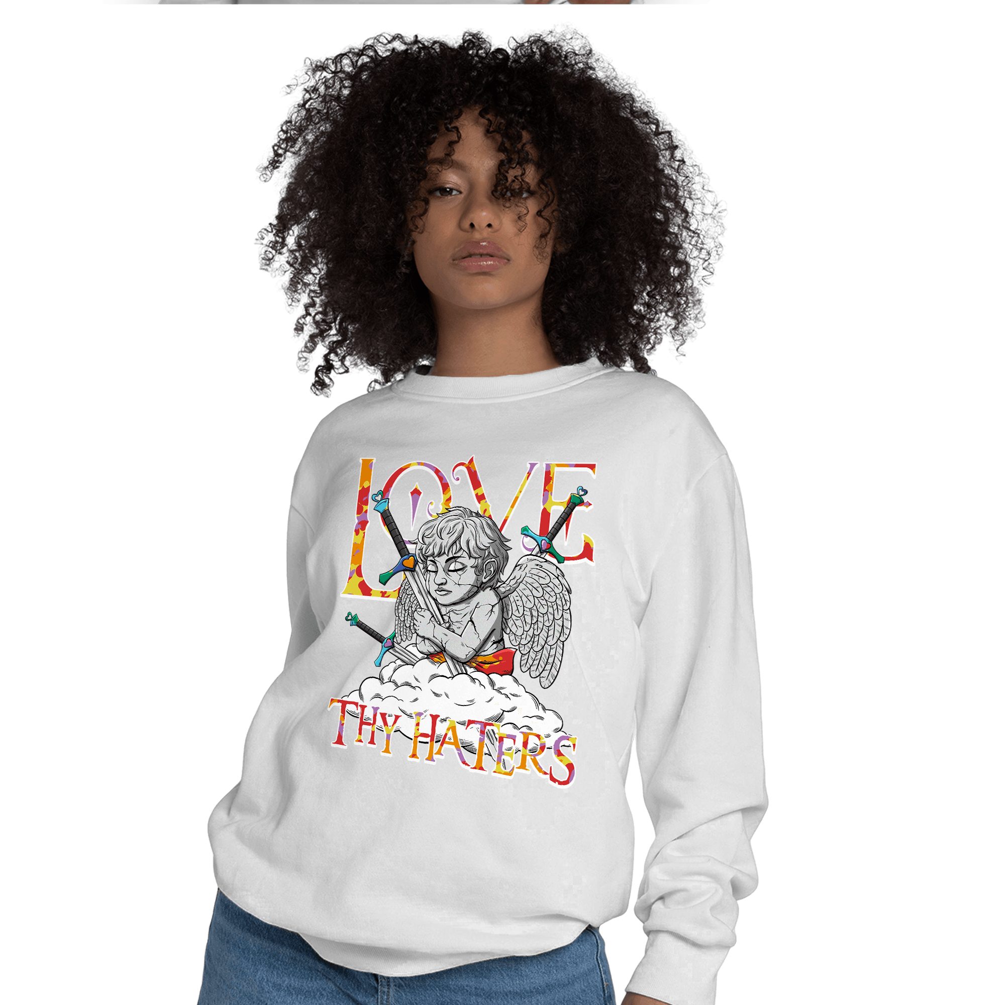 Mid GS Six Championships 1s Sweatshirt Match Love Thy Haters Angel - NastyJamz