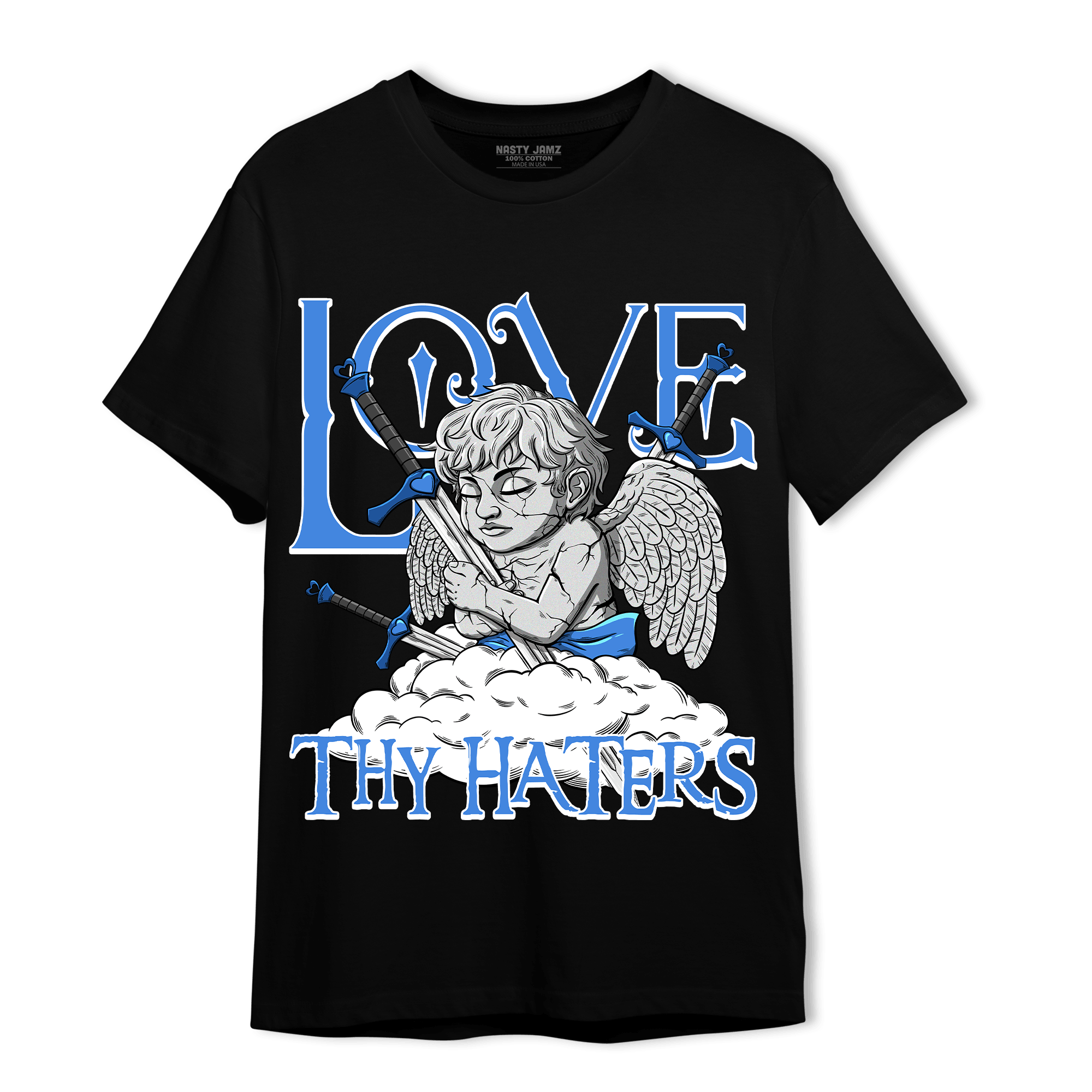 University Blue Toe 1s T Shirt Match Love Thy Haters Angel - NastyJamz