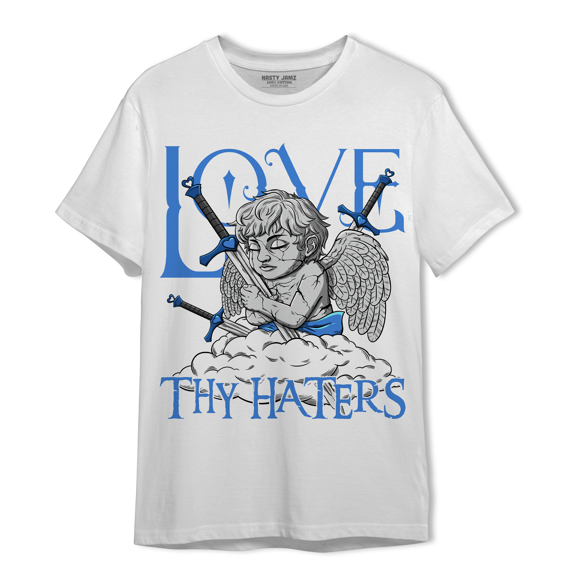 University Blue Toe 1s T Shirt Match Love Thy Haters Angel - NastyJamz