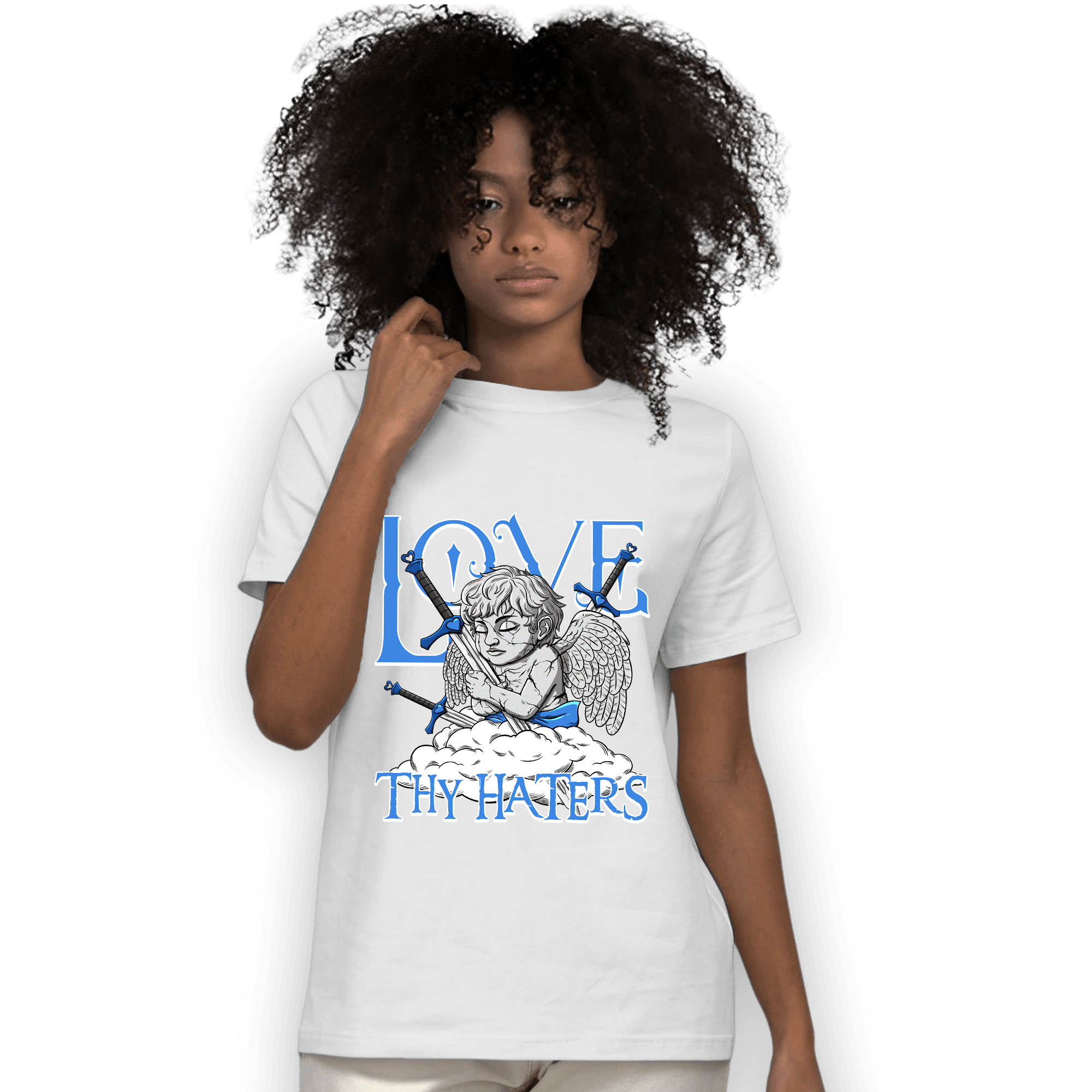 University Blue Toe 1s T Shirt Match Love Thy Haters Angel - NastyJamz
