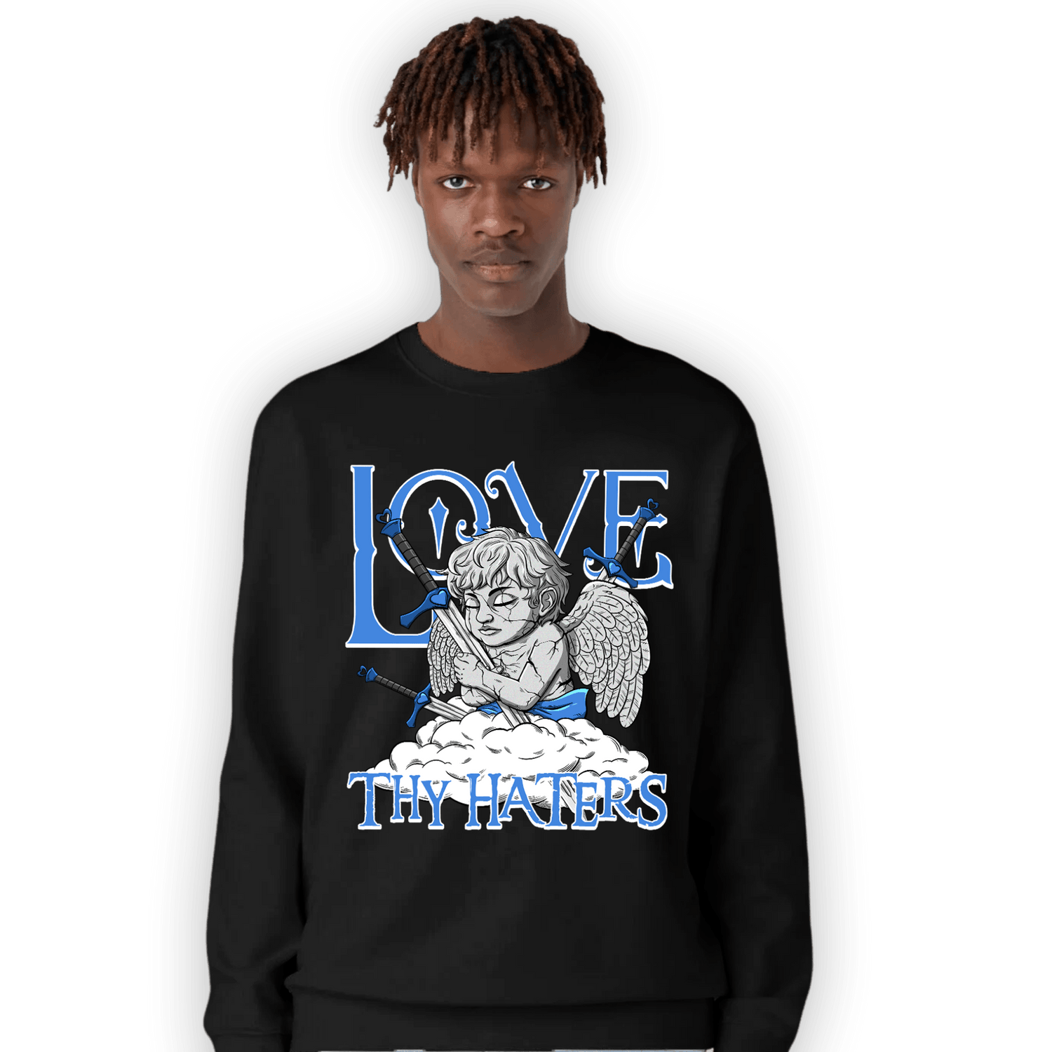 University Blue Toe 1s Sweatshirt Match Love Thy Haters Angel - NastyJamz