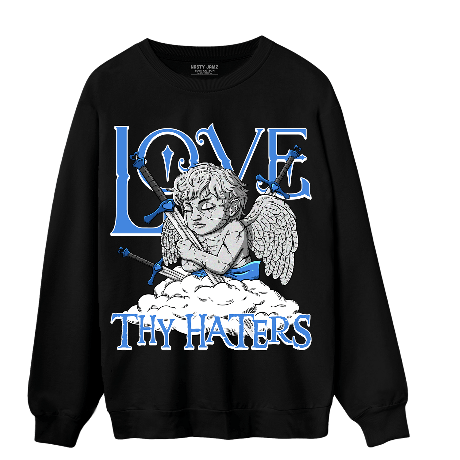 University Blue Toe 1s Sweatshirt Match Love Thy Haters Angel - NastyJamz