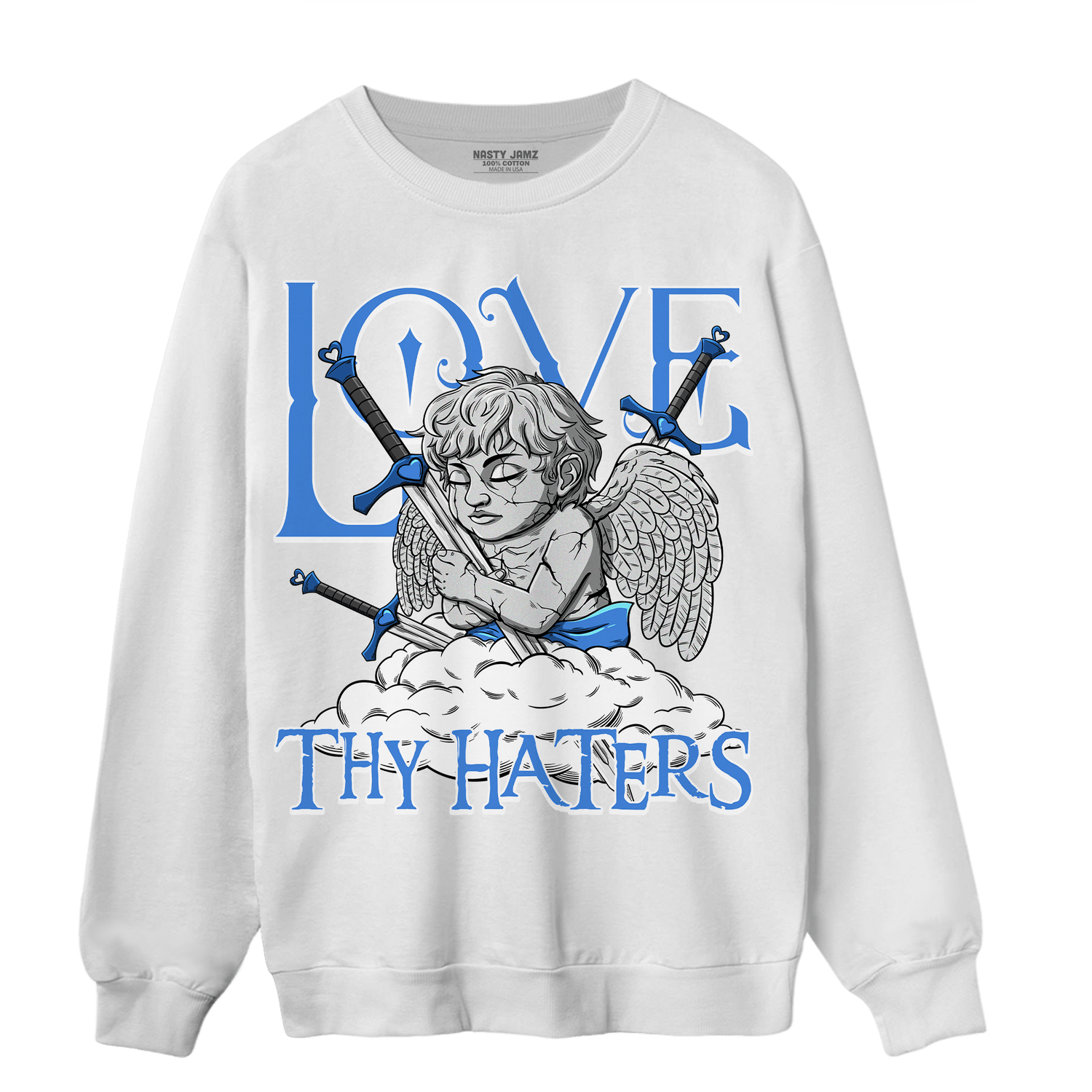 University Blue Toe 1s Sweatshirt Match Love Thy Haters Angel - NastyJamz