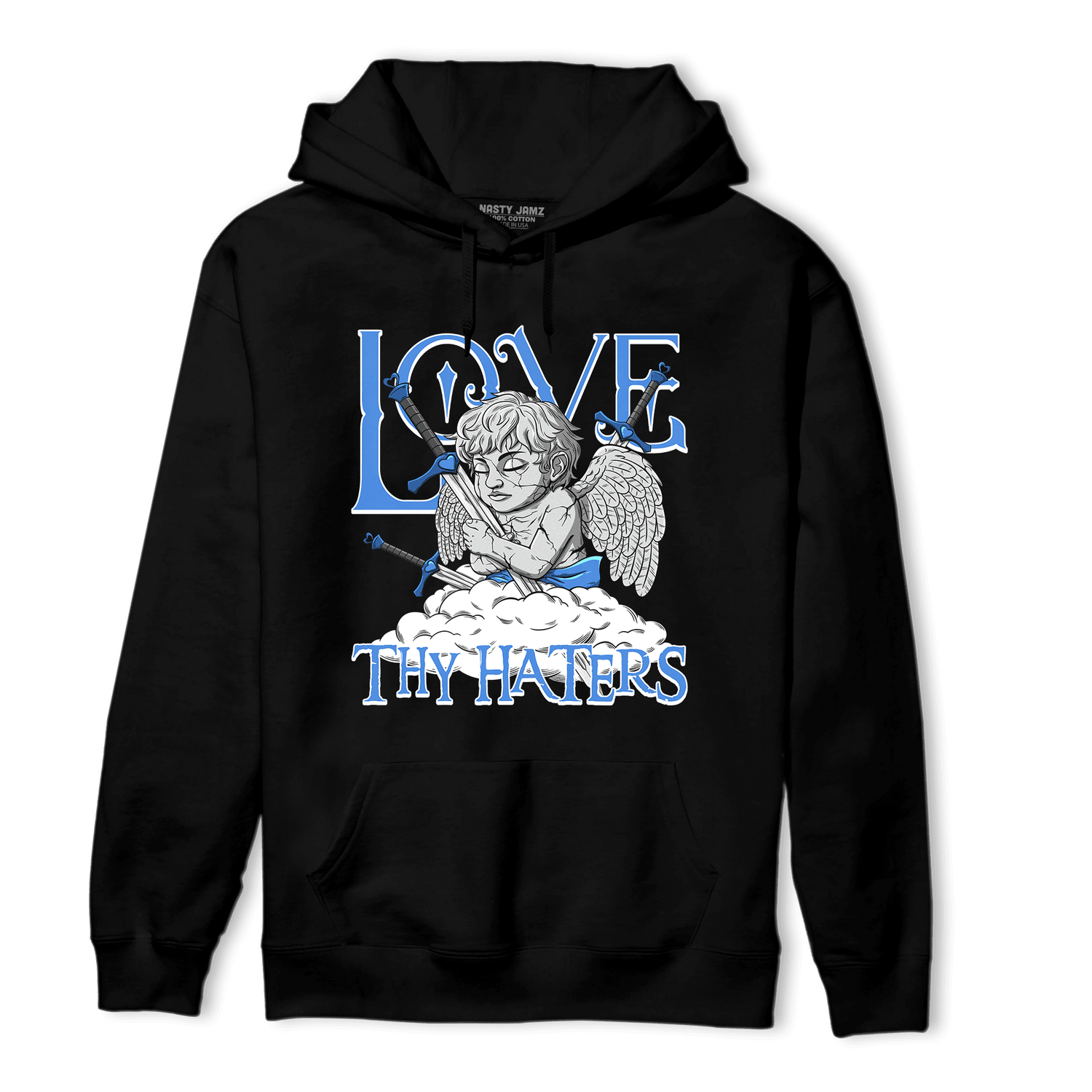 University Blue Toe 1s Hoodie Match Love Thy Haters Angel - NastyJamz