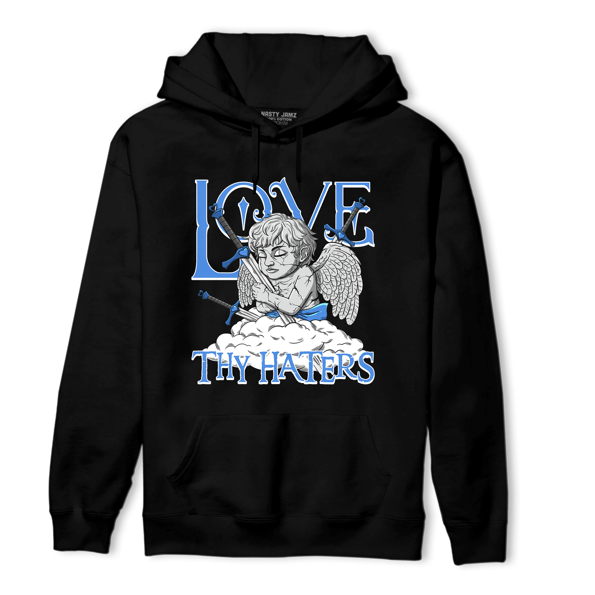 University Blue Toe 1s Hoodie Match Love Thy Haters Angel - NastyJamz