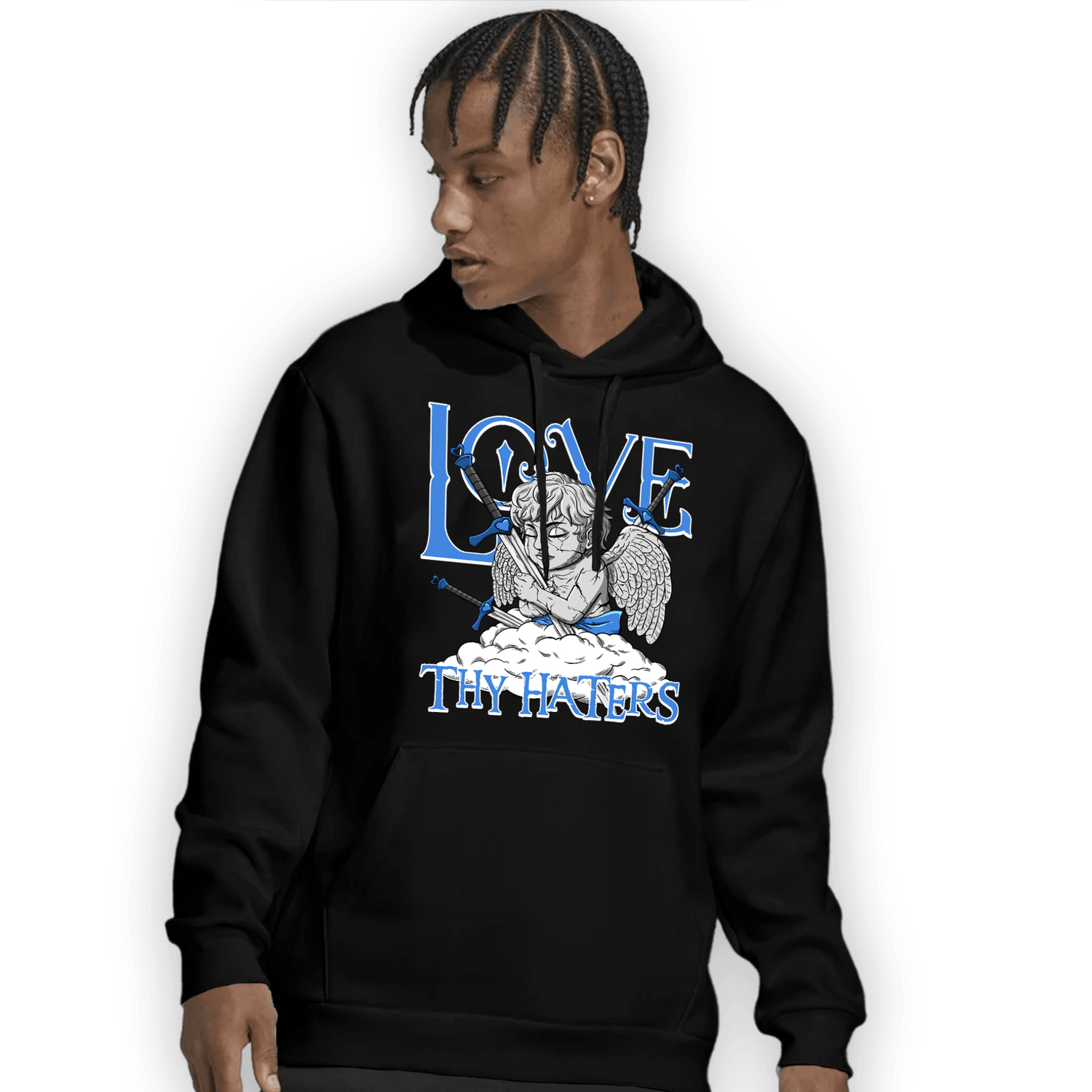 University Blue Toe 1s Hoodie Match Love Thy Haters Angel - NastyJamz
