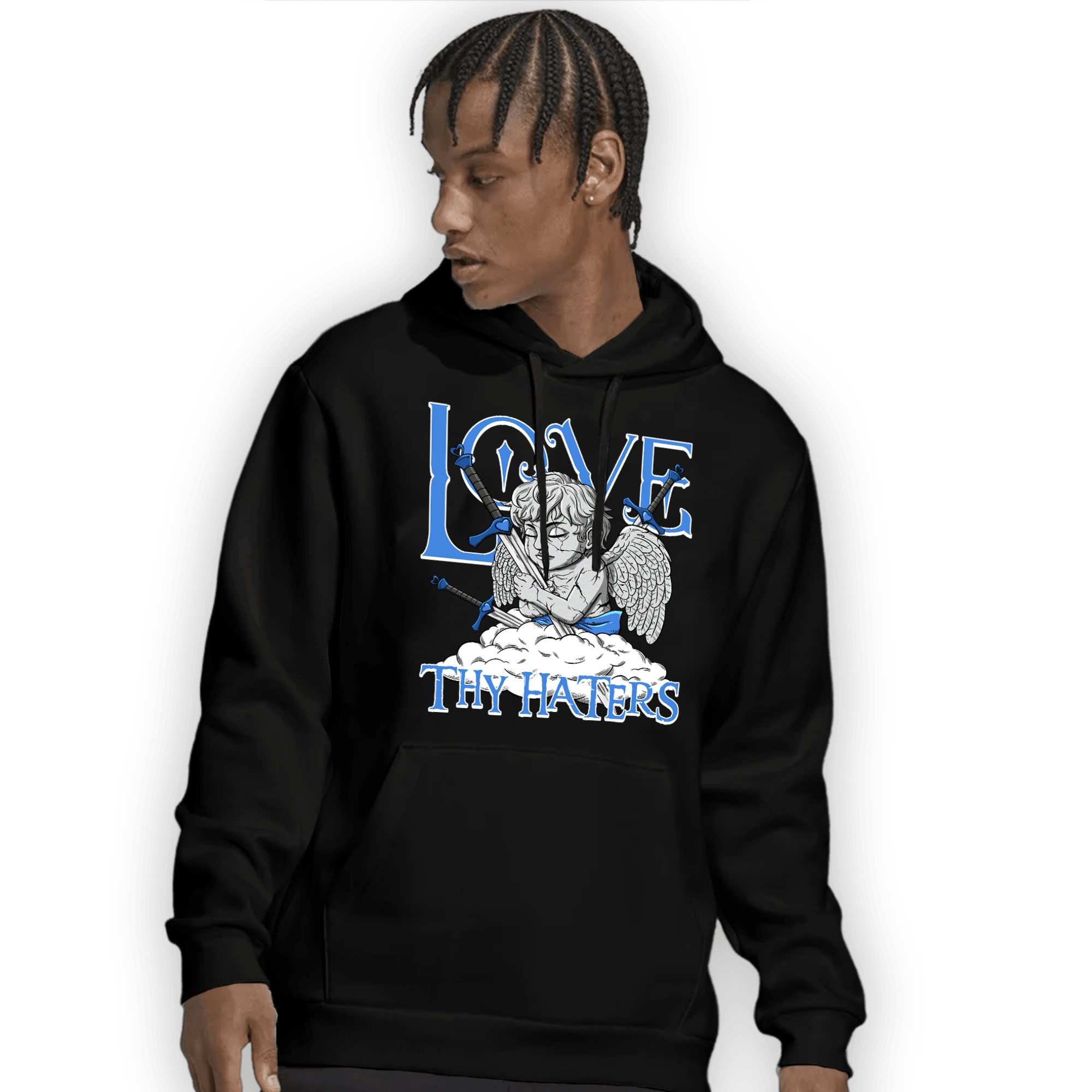 University Blue Toe 1s Hoodie Match Love Thy Haters Angel - NastyJamz