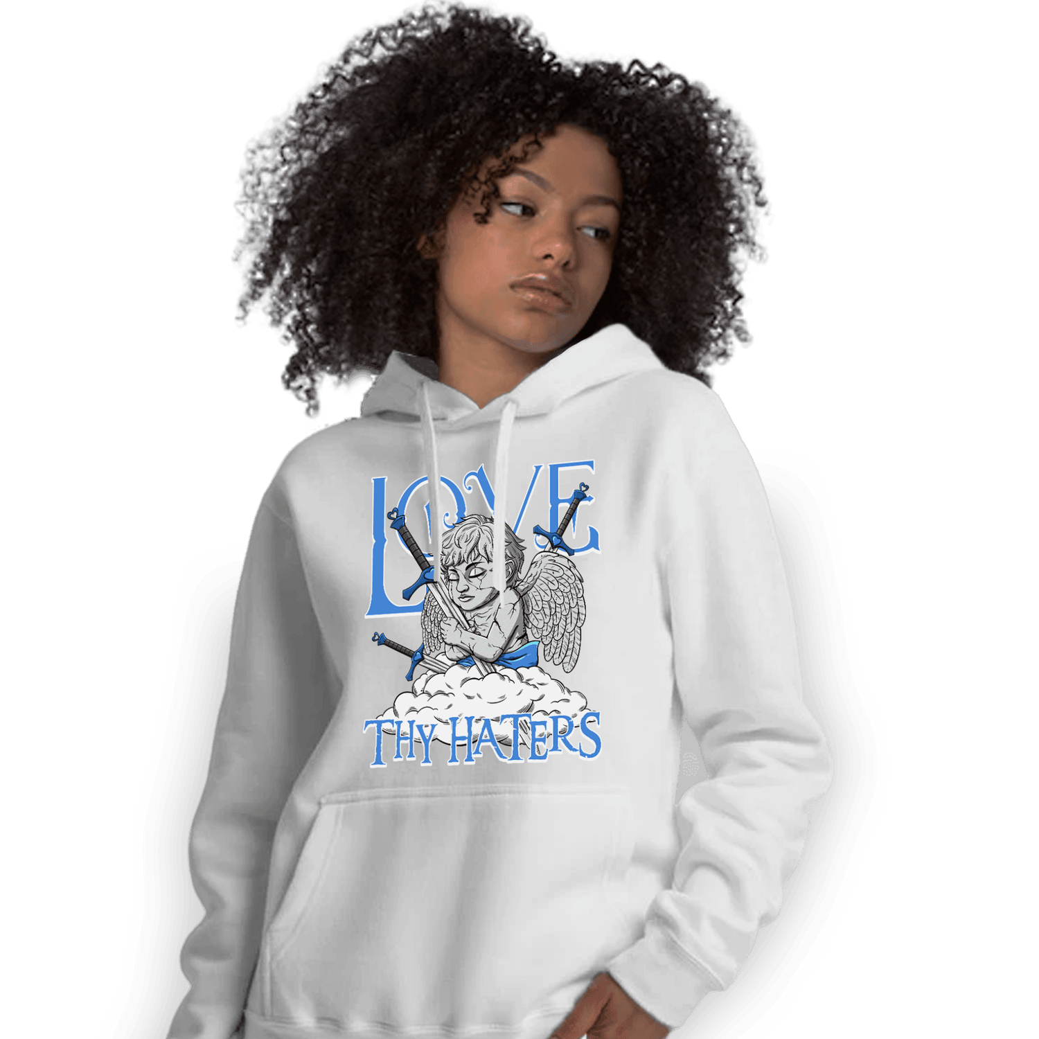 University Blue Toe 1s Hoodie Match Love Thy Haters Angel - NastyJamz