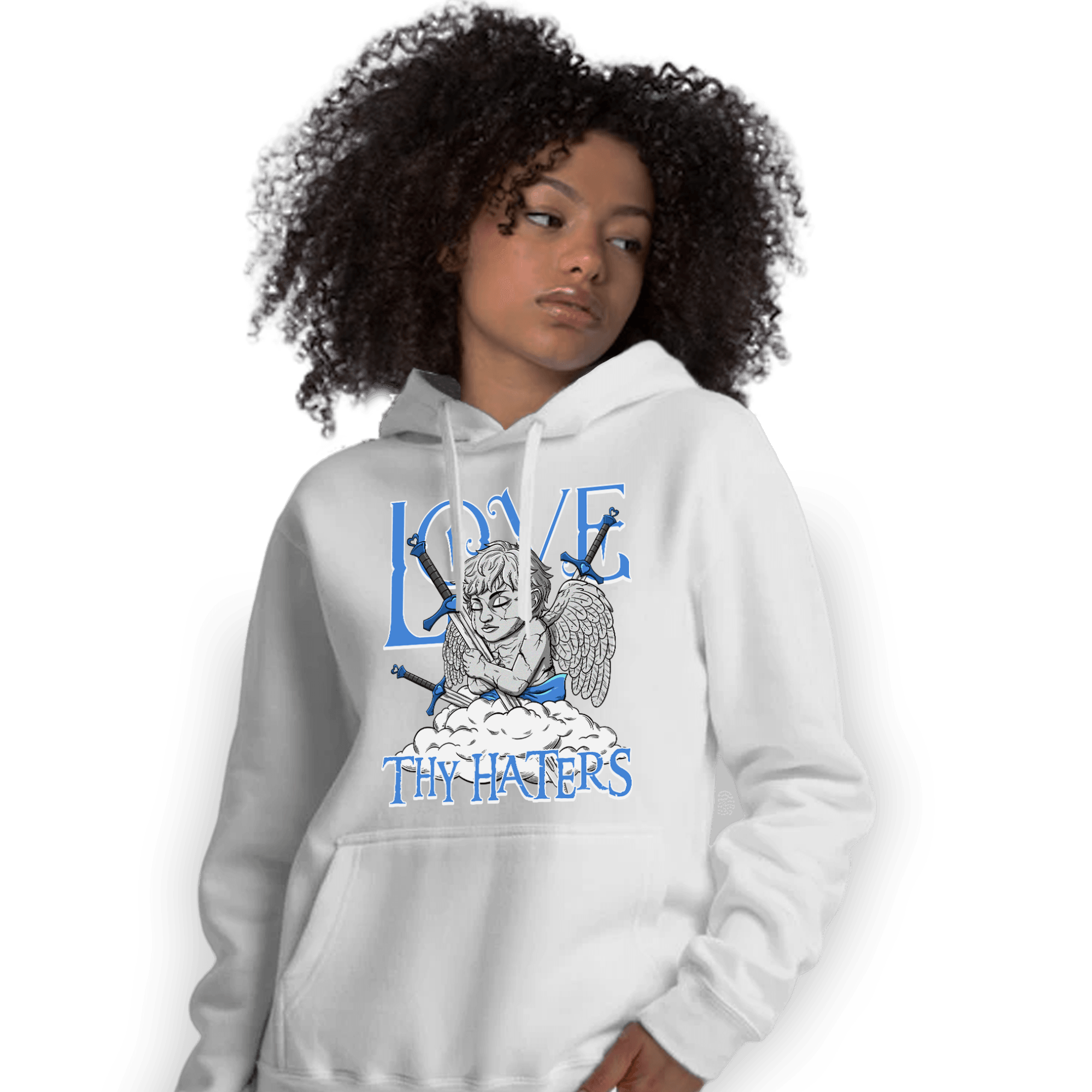 University Blue Toe 1s Hoodie Match Love Thy Haters Angel - NastyJamz