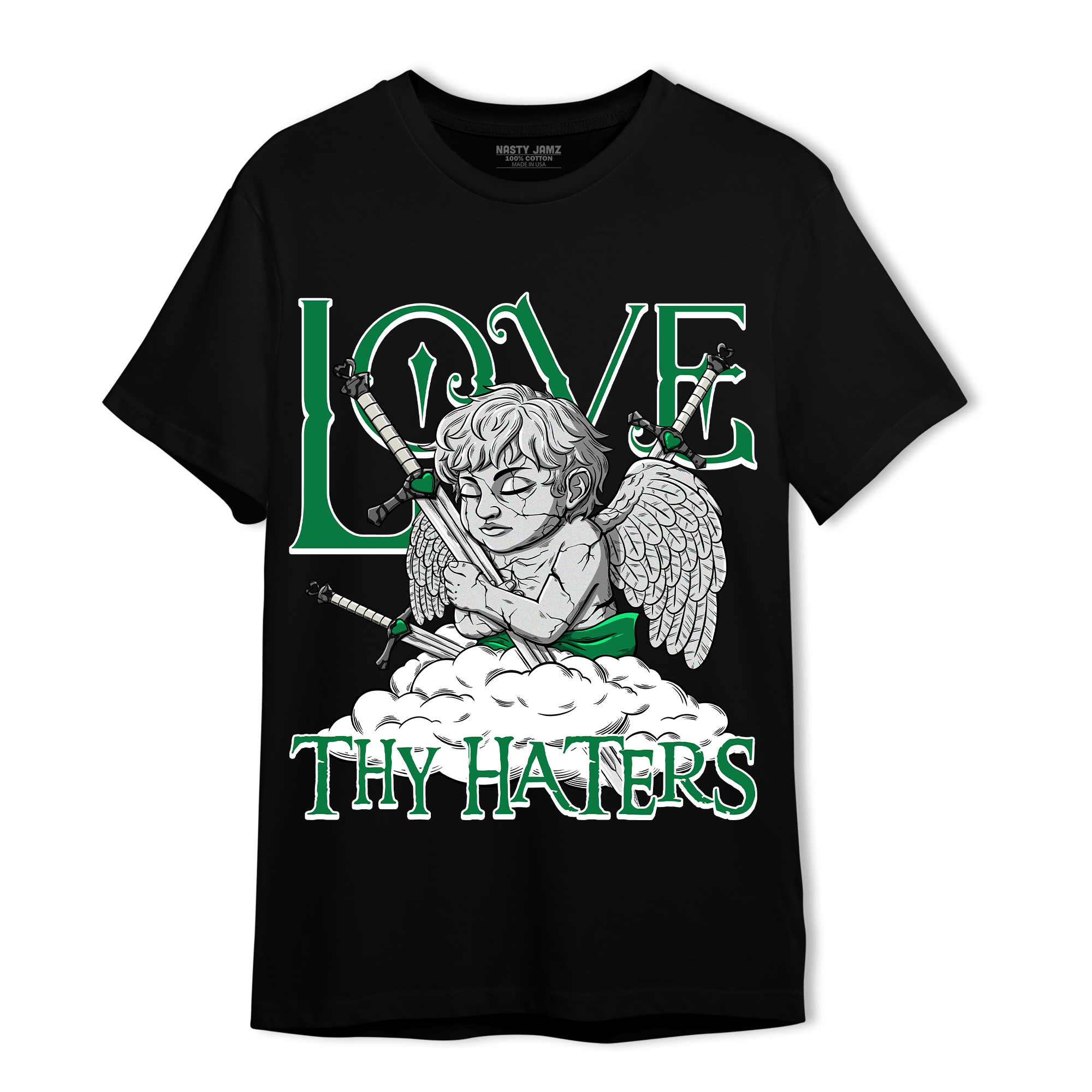 Lucky Green 3s T Shirt Match Love Thy Haters Angel - NastyJamz