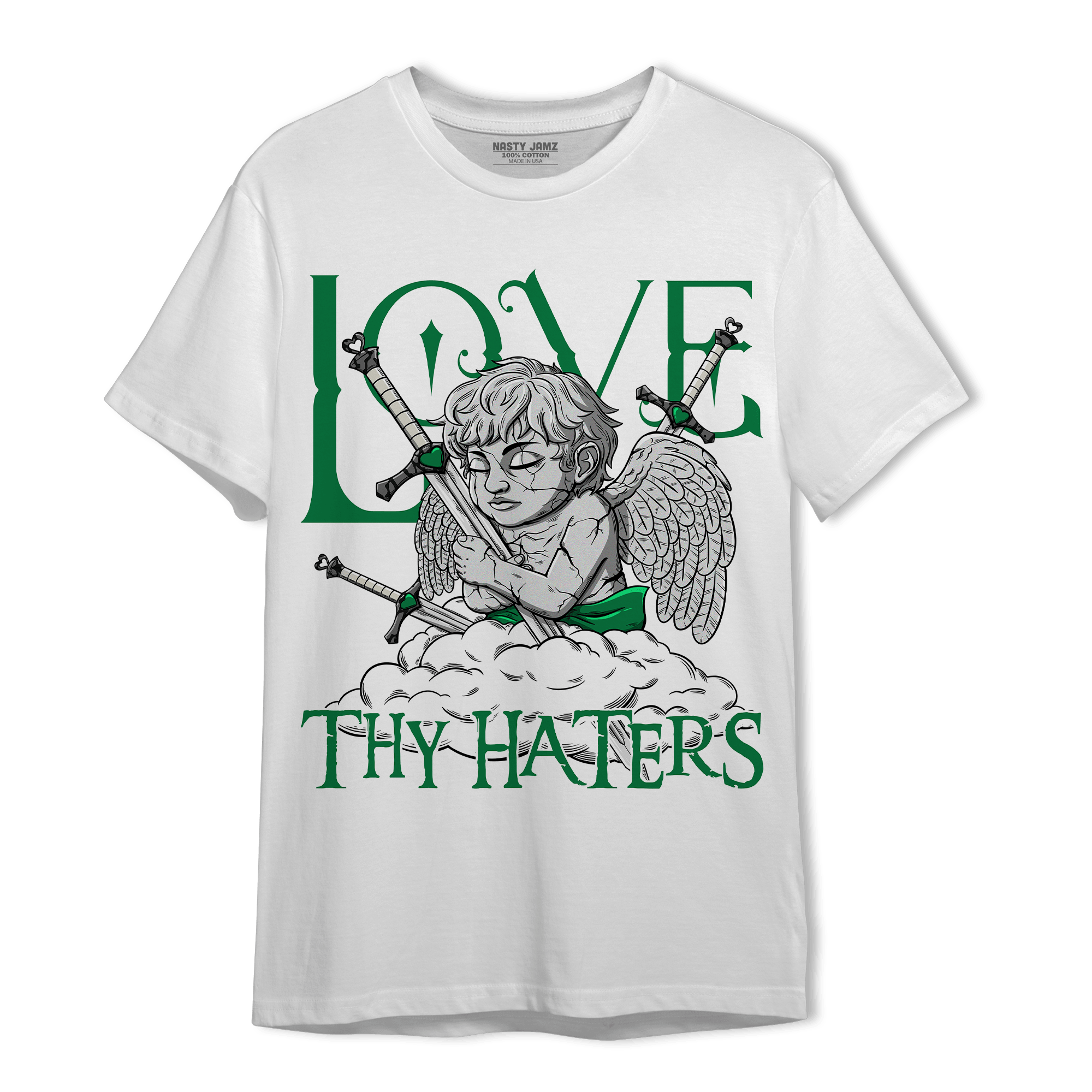 Lucky Green 3s T Shirt Match Love Thy Haters Angel - NastyJamz