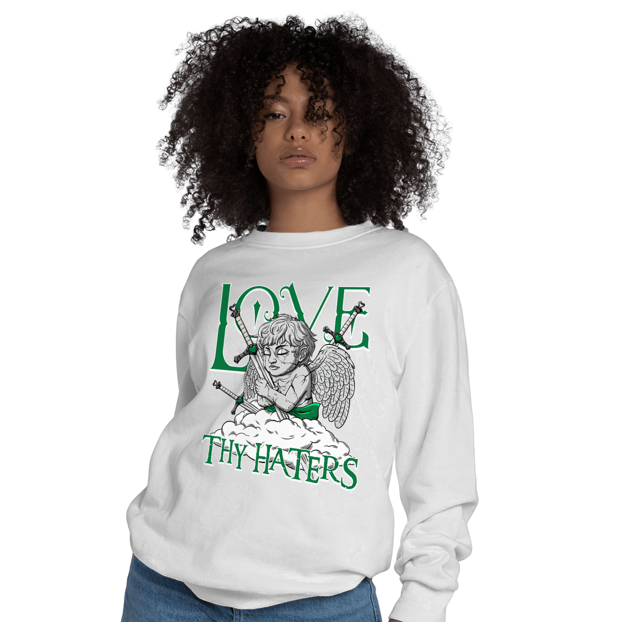 Lucky Green 3s Sweatshirt Match Love Thy Haters Angel - NastyJamz