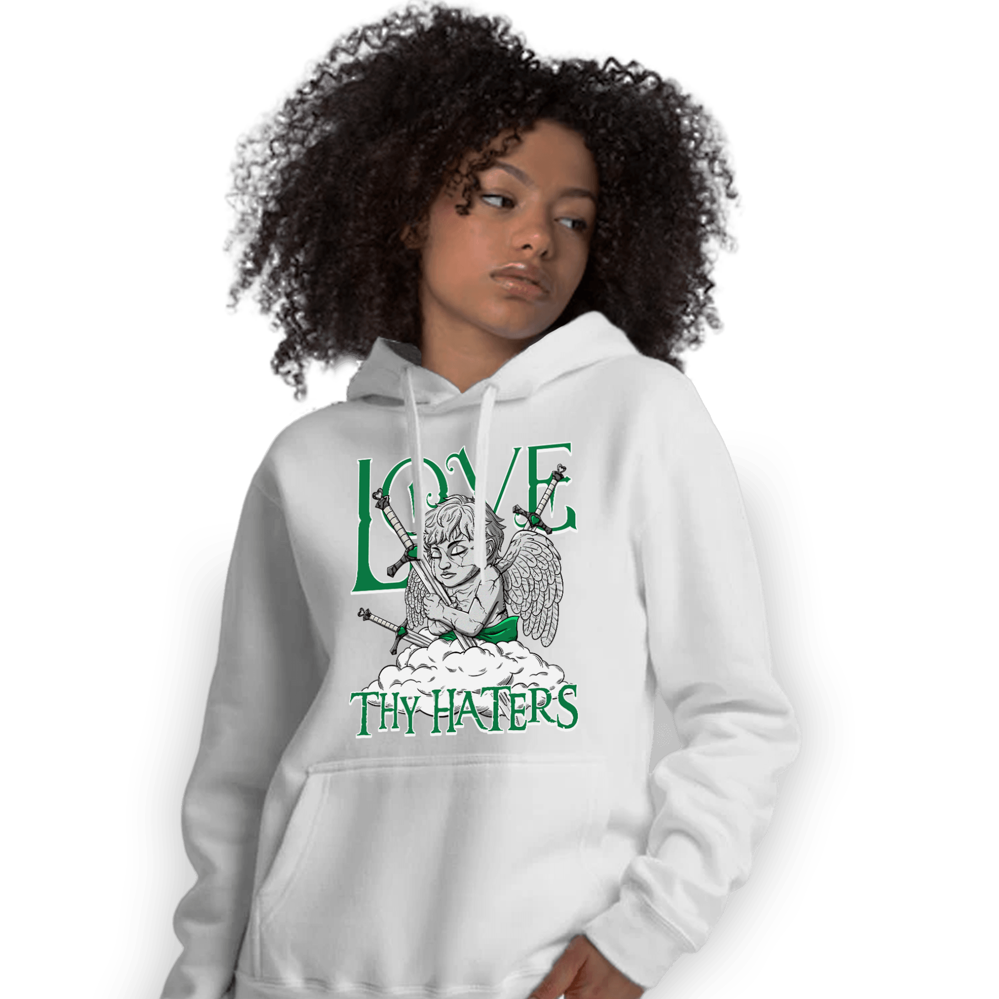 Lucky Green 3s Hoodie Match Love Thy Haters Angel - NastyJamz