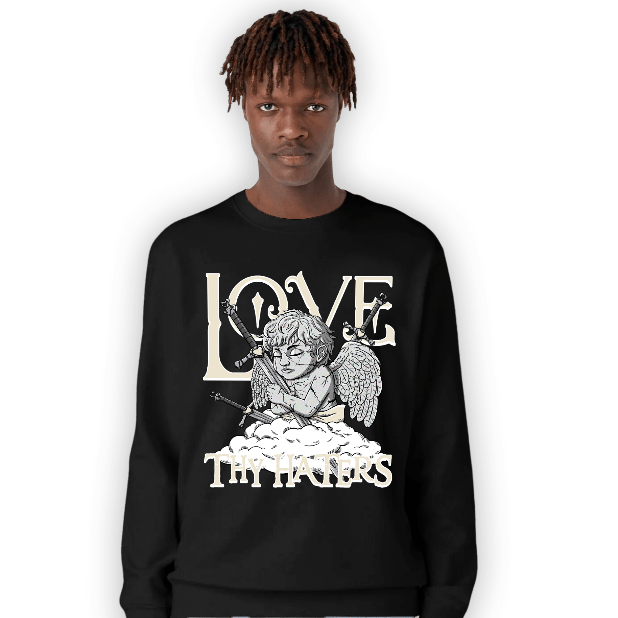Off Noir 3s Sweatshirt Match Love Thy Haters Angel - NastyJamz