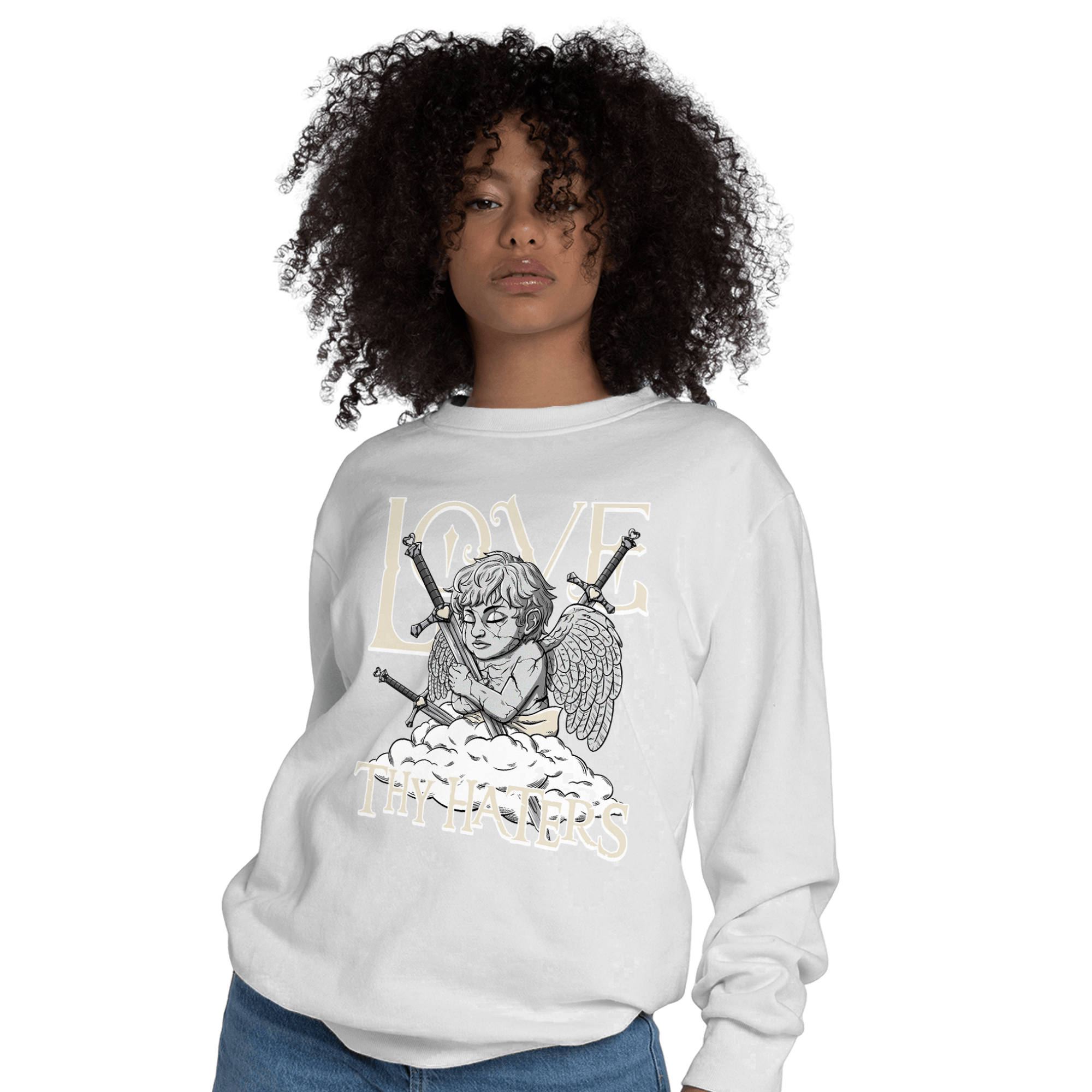 Off Noir 3s Sweatshirt Match Love Thy Haters Angel - NastyJamz