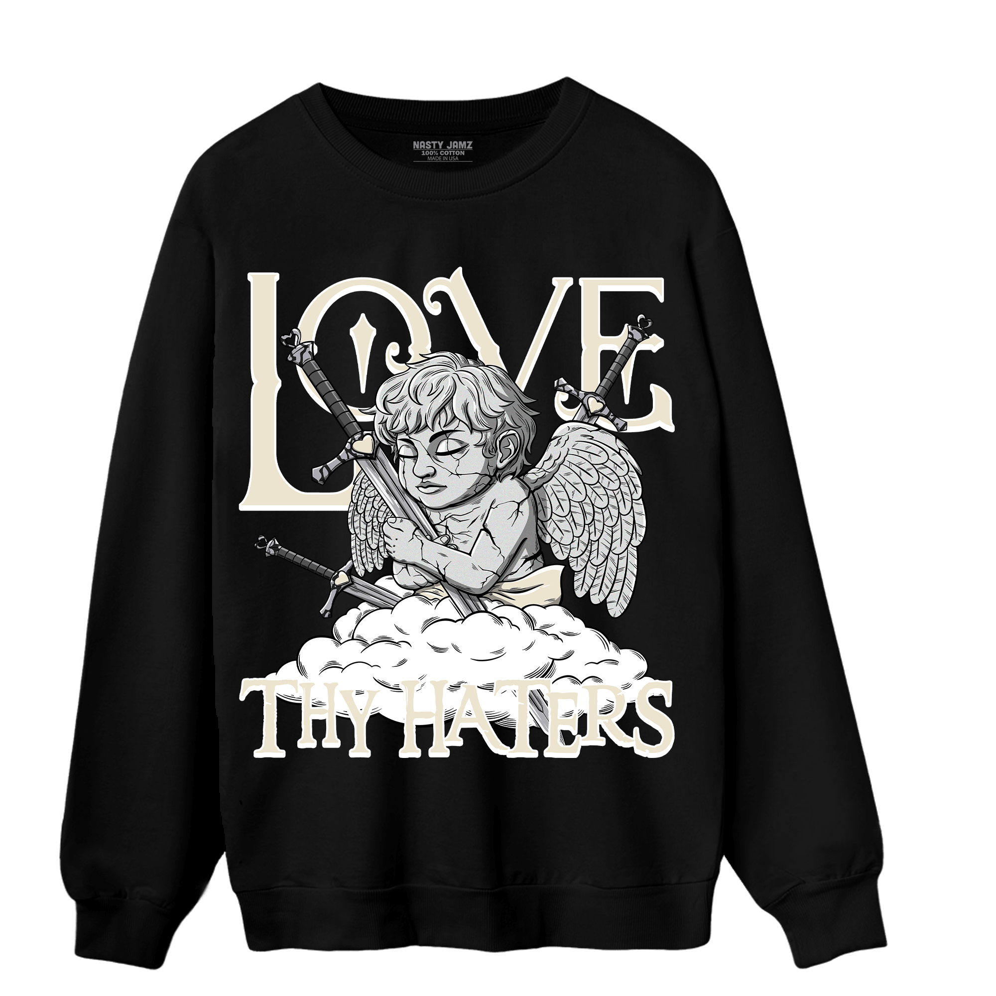 Off Noir 3s Sweatshirt Match Love Thy Haters Angel - NastyJamz
