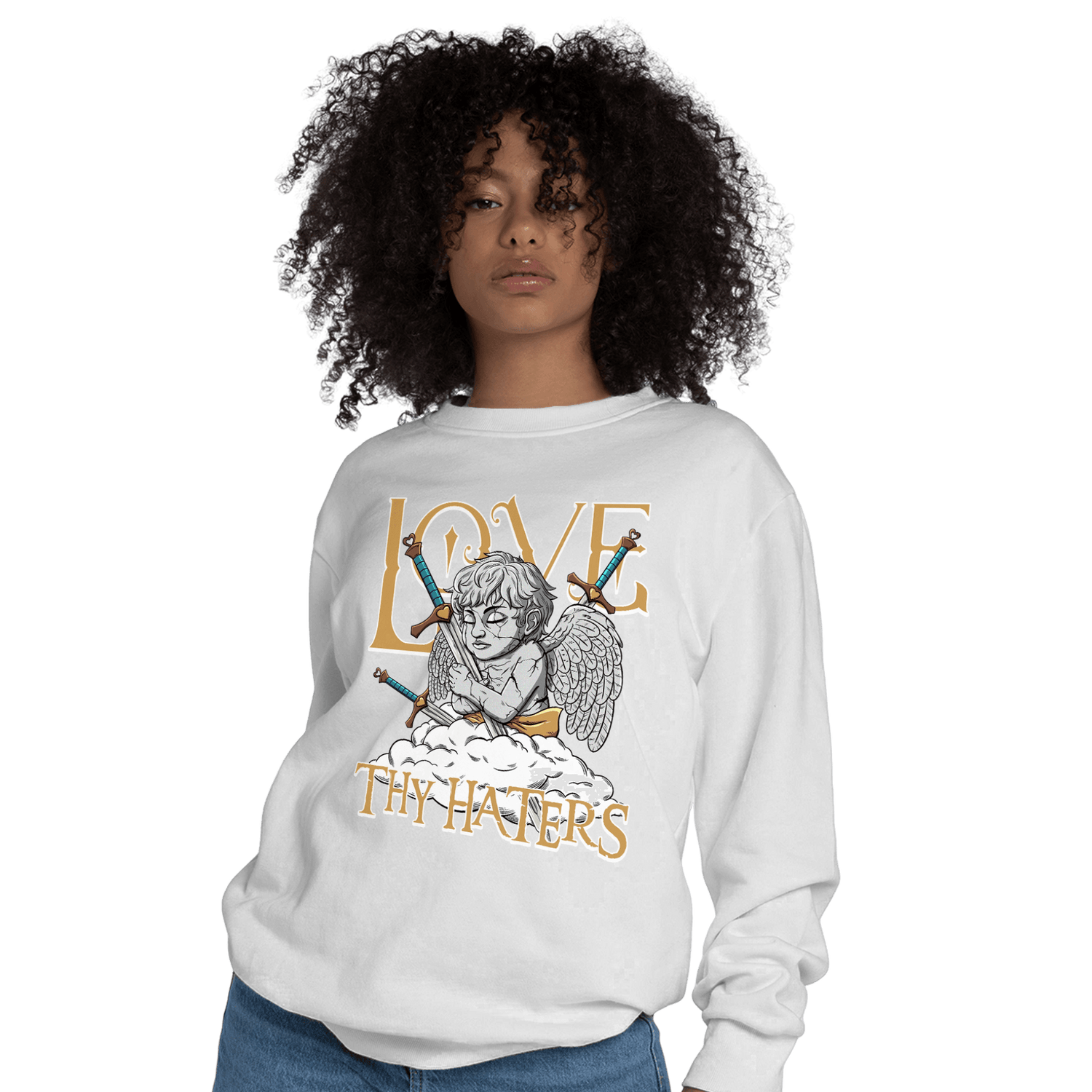 Cacao Wow 4s Sweatshirt Match Love Thy Haters Angel - NastyJamz