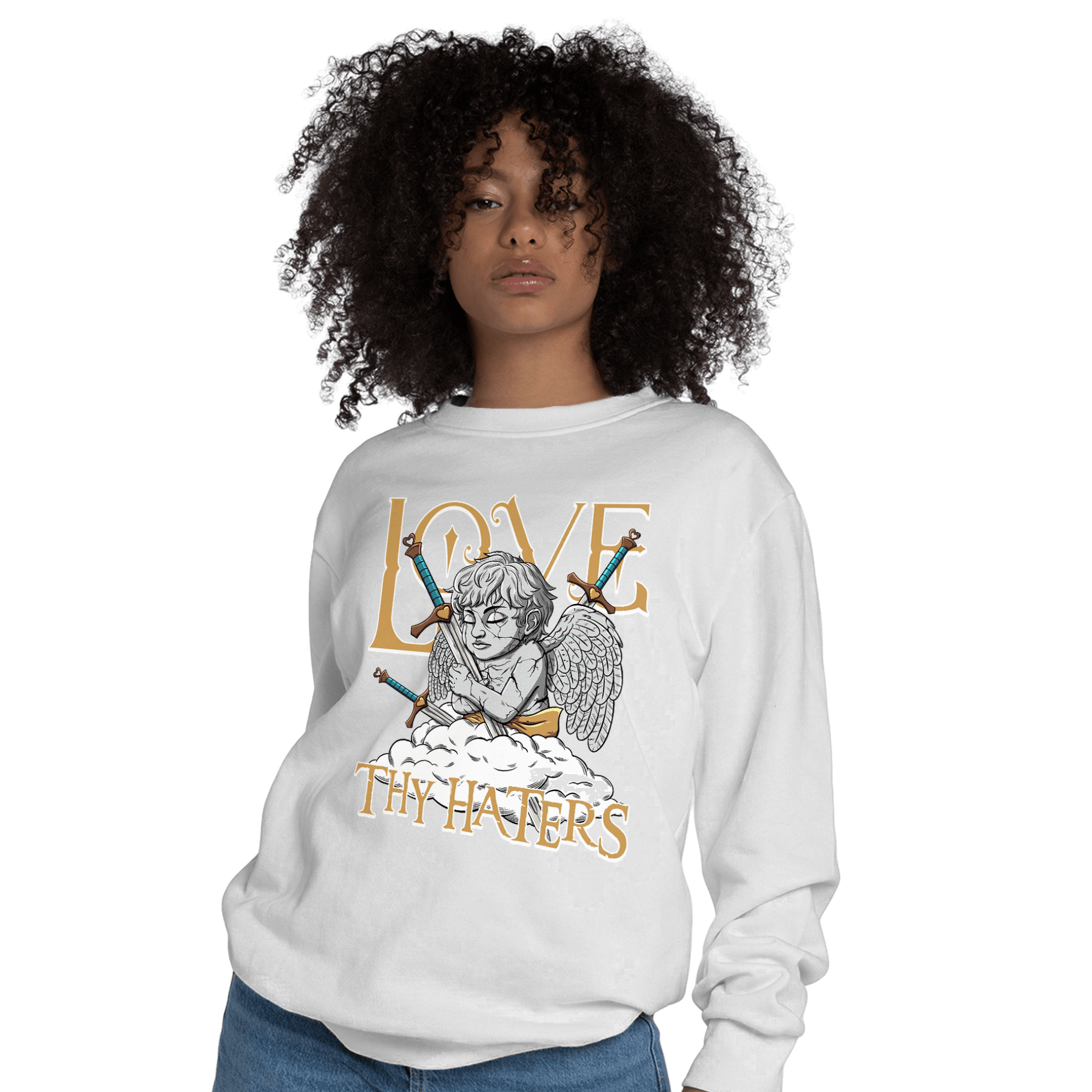 Cacao Wow 4s Sweatshirt Match Love Thy Haters Angel - NastyJamz