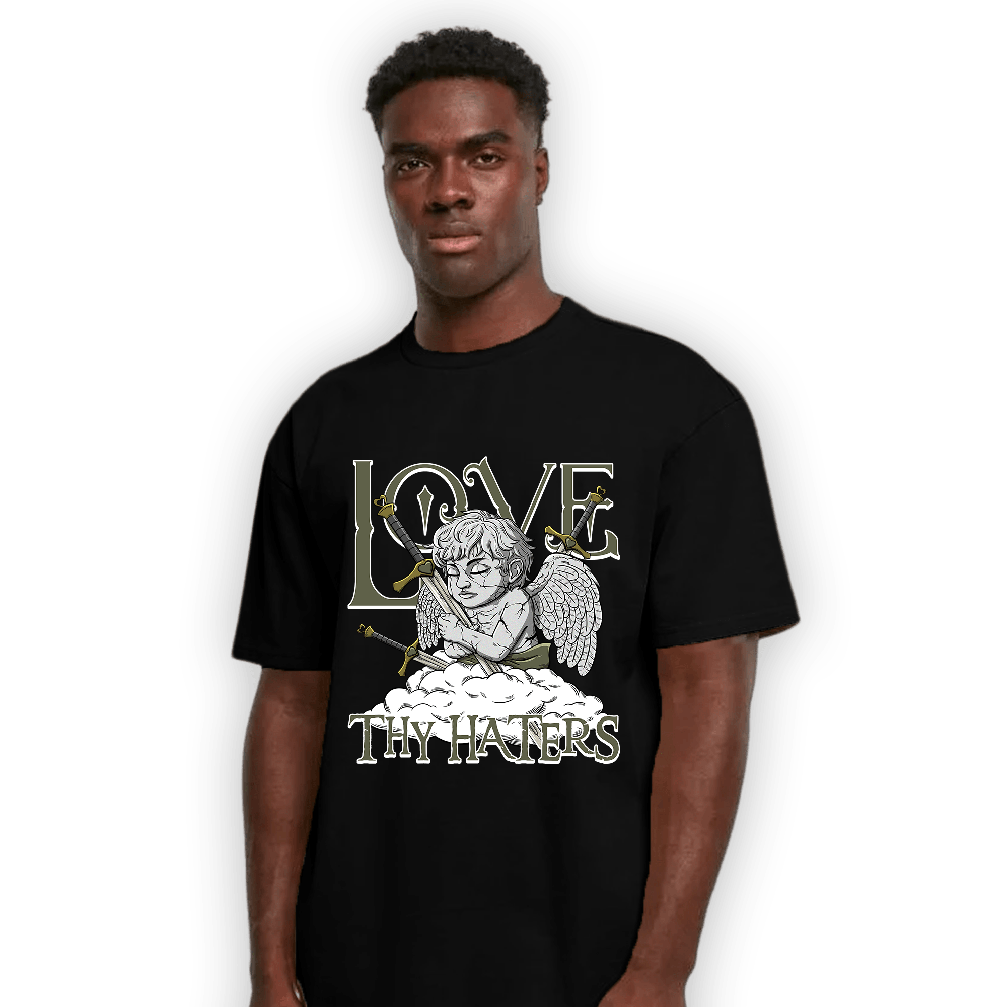 SE Craft Medium Olive 4s T Shirt Match Love Thy Haters Angel - NastyJamz
