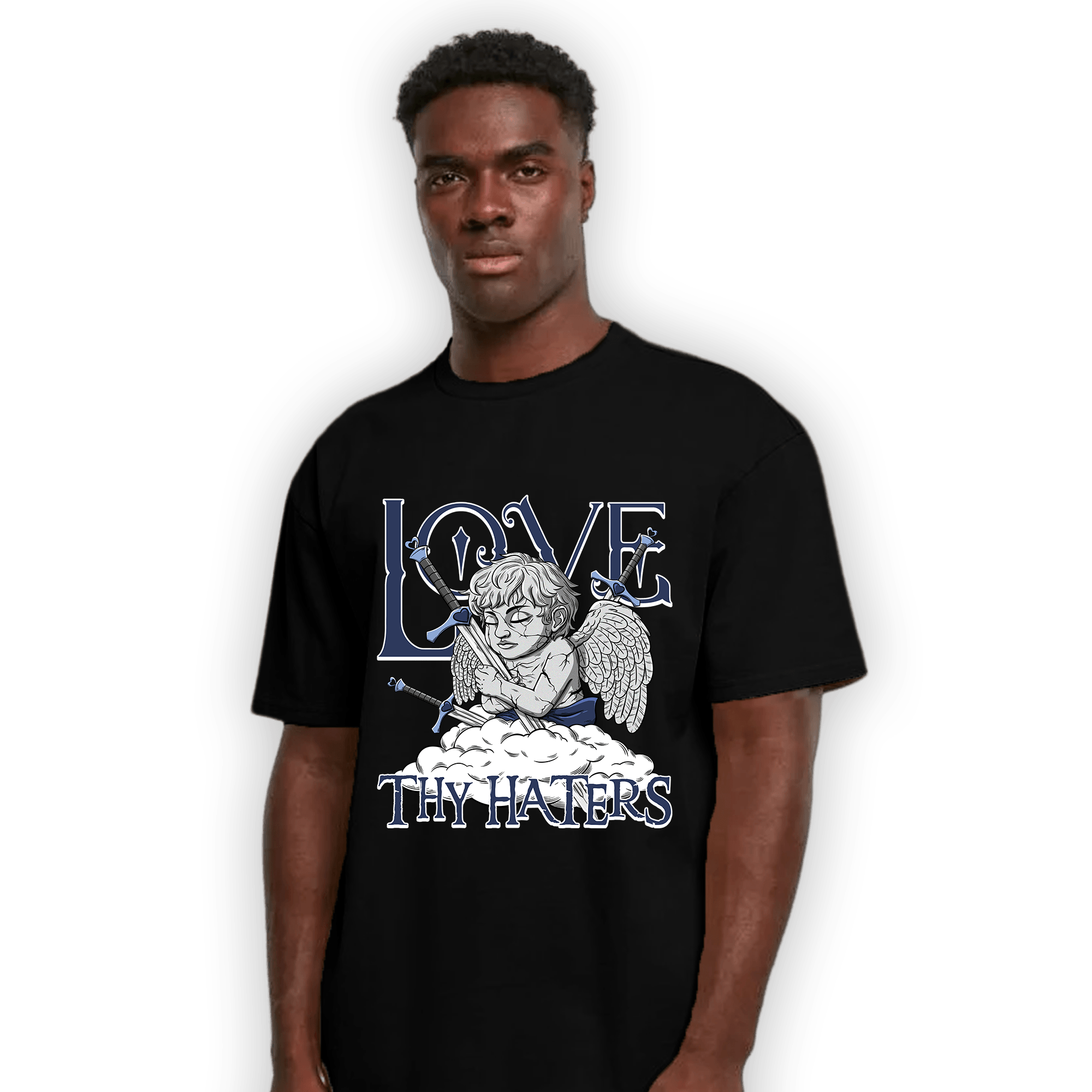 Midnight Navy 5s T Shirt Match Love Thy Haters Angel - NastyJamz