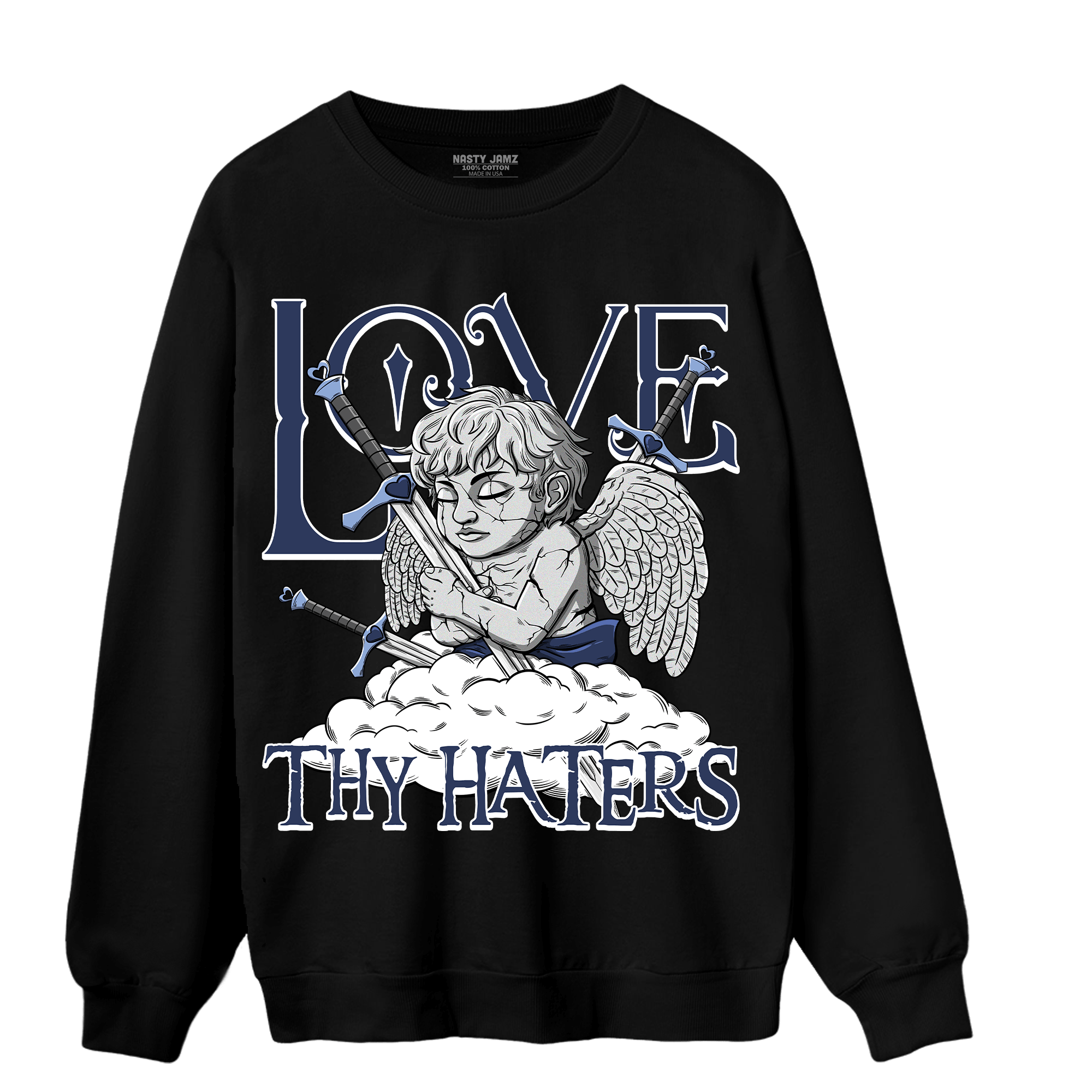 Midnight Navy 5s Sweatshirt Match Love Thy Haters Angel - NastyJamz