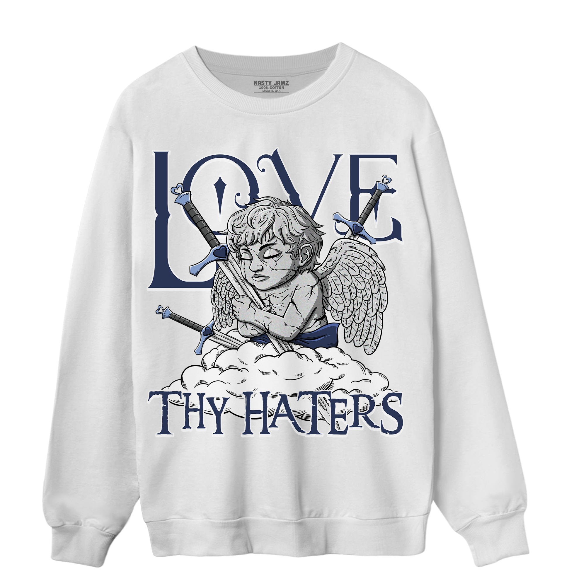 Midnight Navy 5s Sweatshirt Match Love Thy Haters Angel - NastyJamz