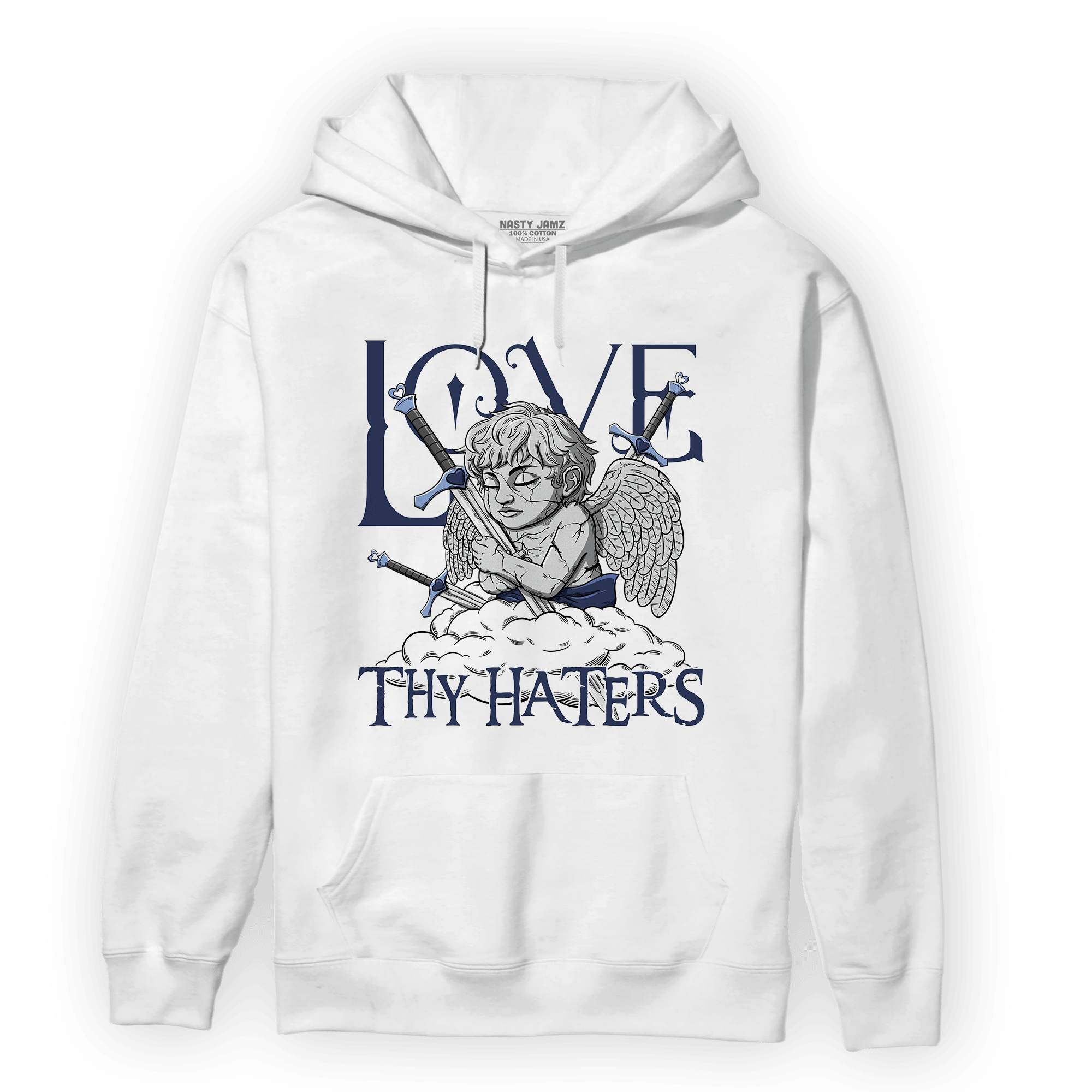 Midnight Navy 5s Hoodie Match Love Thy Haters Angel - NastyJamz