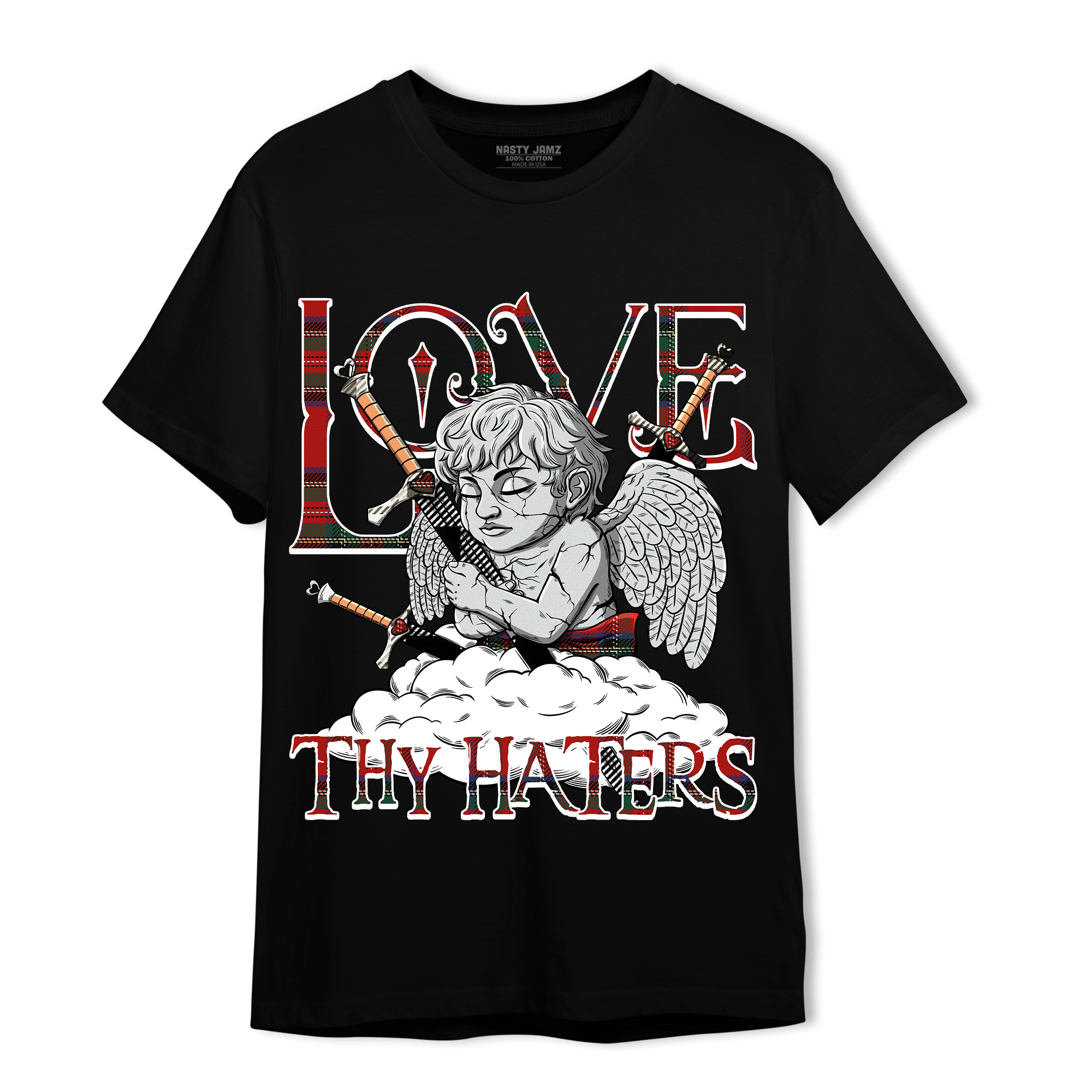 Plaid 5s T Shirt Match Love Thy Haters Angel - NastyJamz