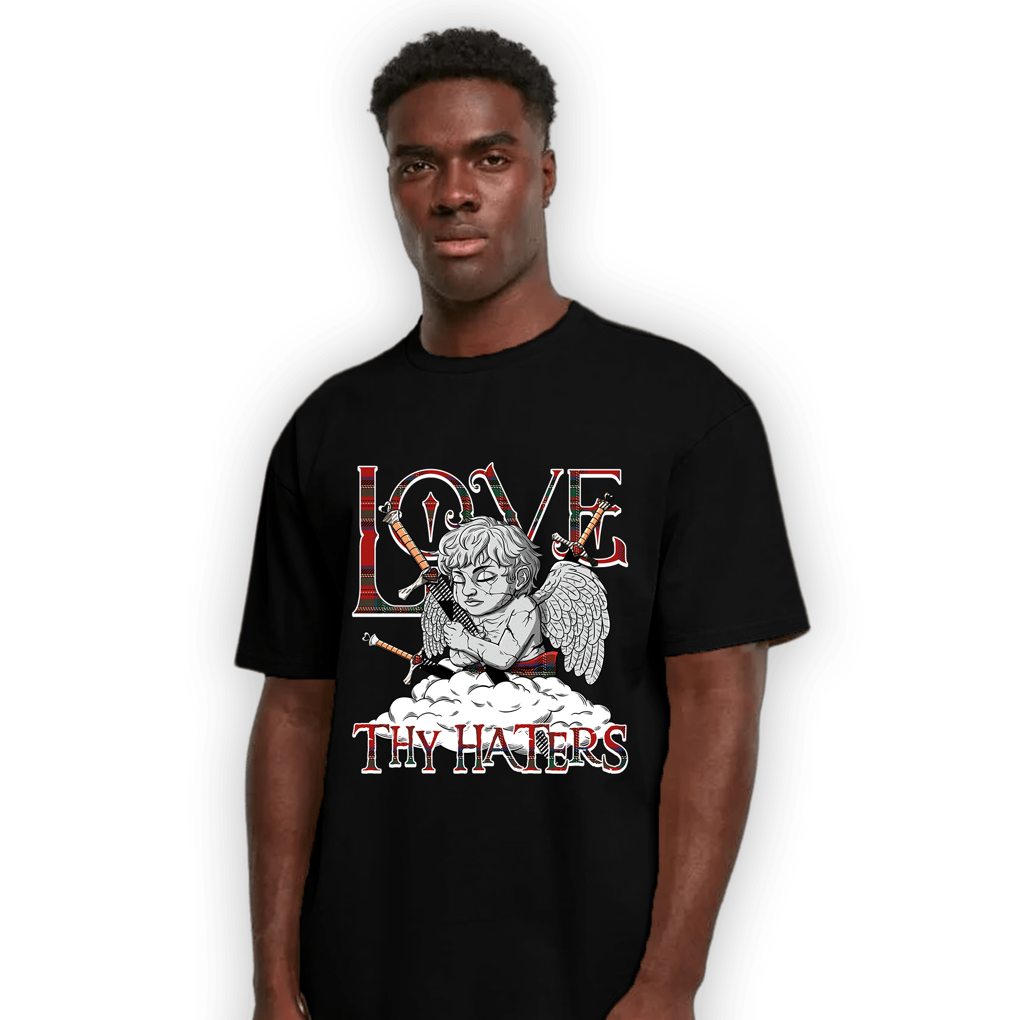 Plaid 5s T Shirt Match Love Thy Haters Angel - NastyJamz