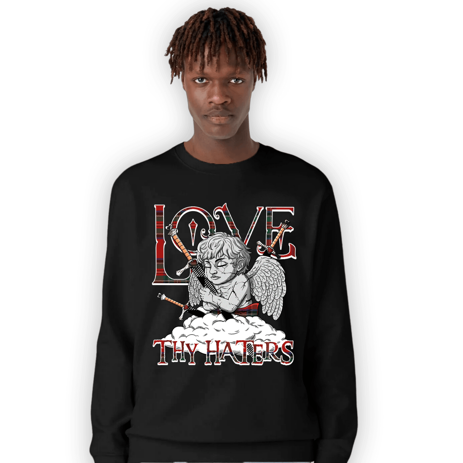 Plaid 5s Sweatshirt Match Love Thy Haters Angel - NastyJamz