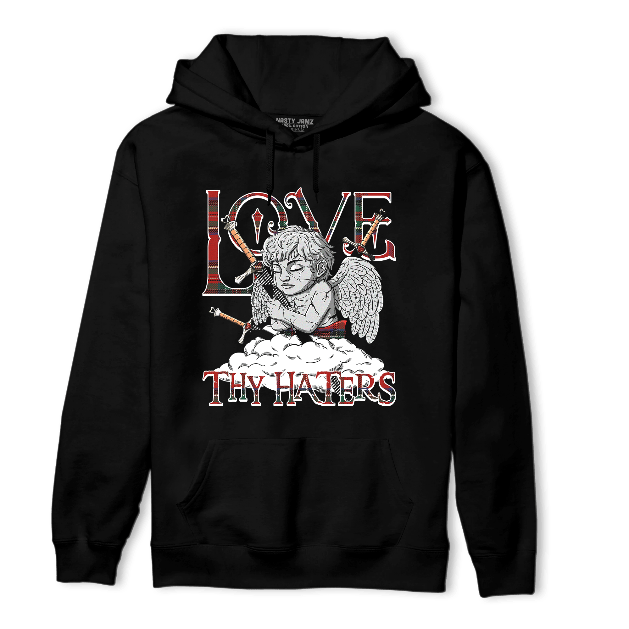 Plaid 5s Hoodie Match Love Thy Haters Angel - NastyJamz