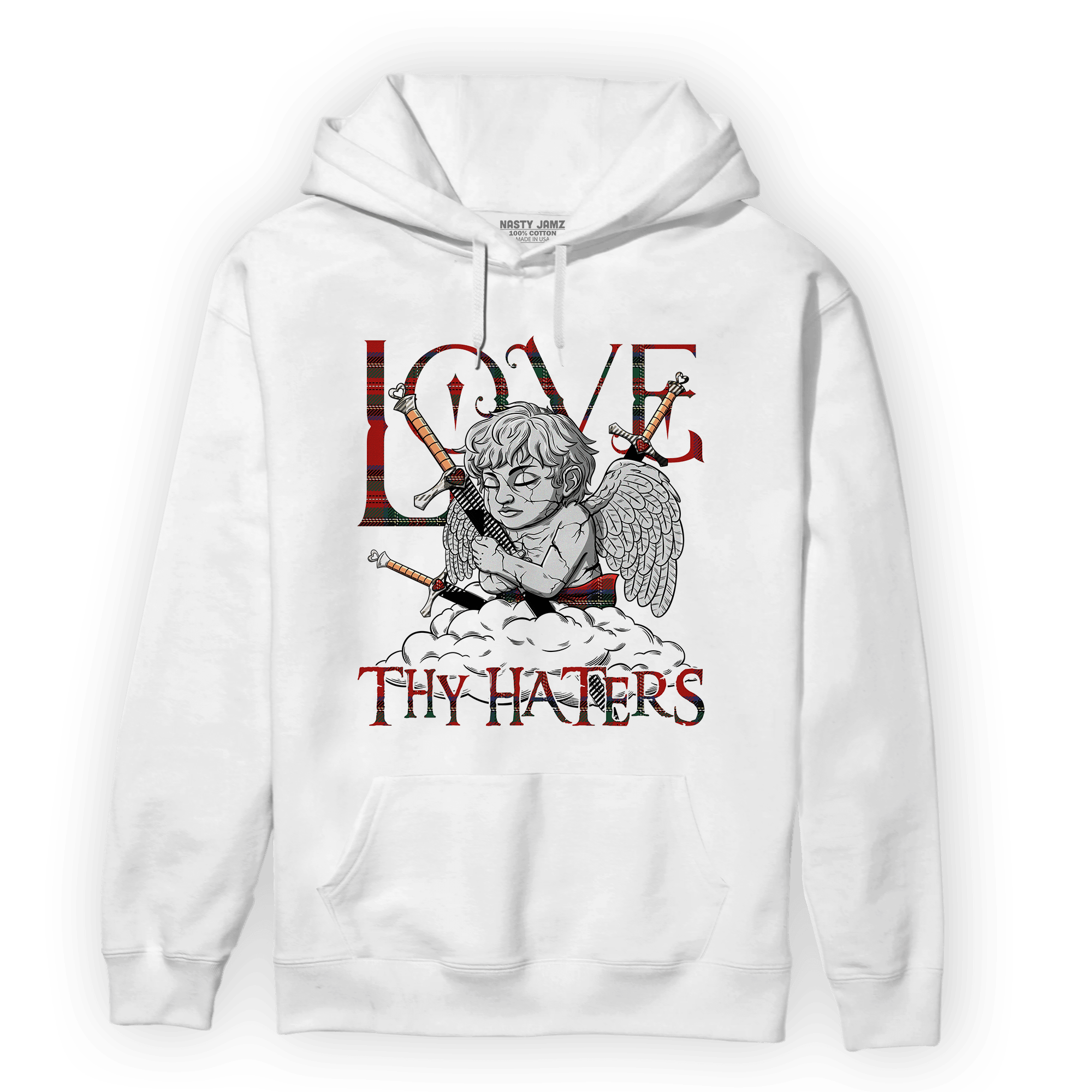 Plaid 5s Hoodie Match Love Thy Haters Angel - NastyJamz