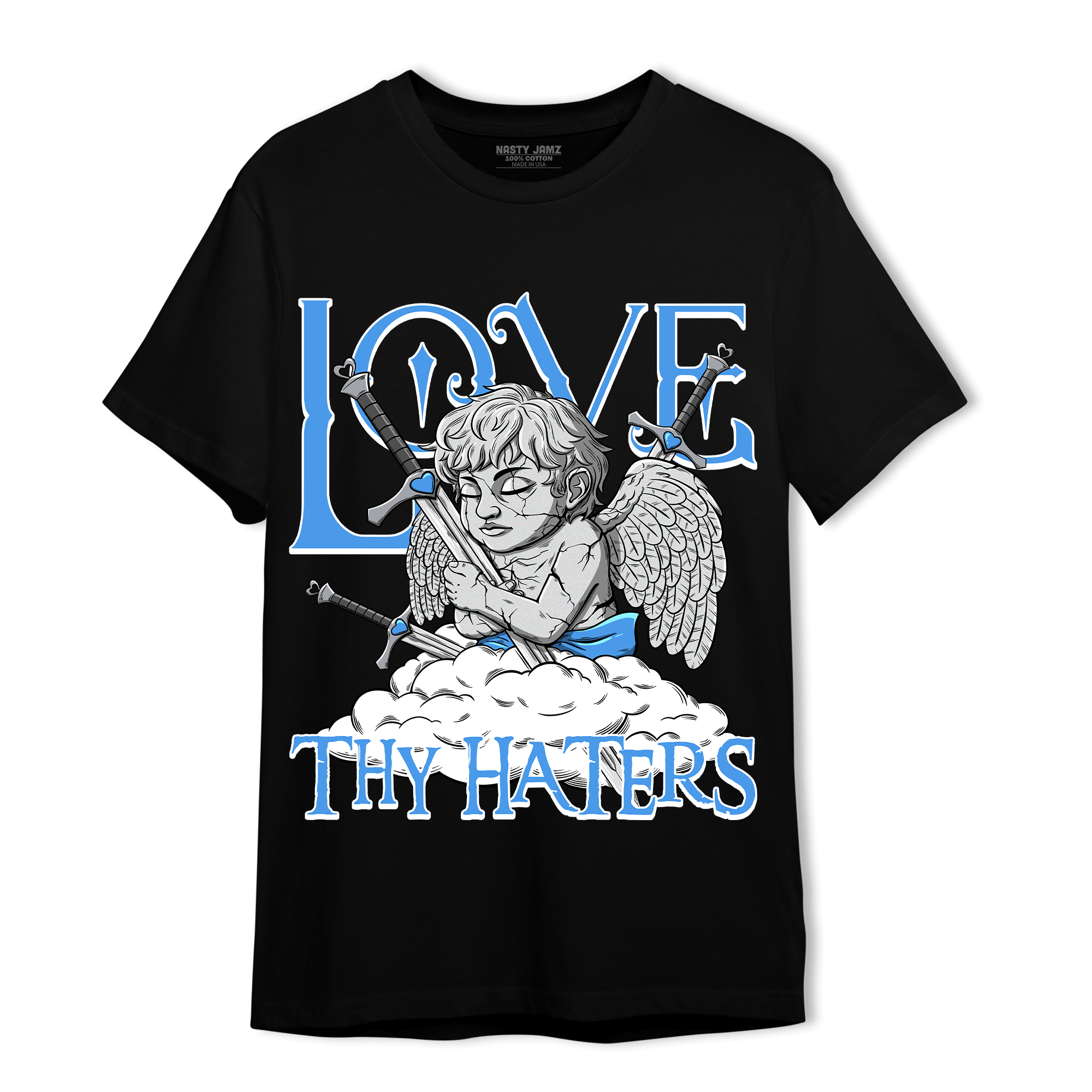 University Blue 5s T Shirt Match Love Thy Haters Angel - NastyJamz