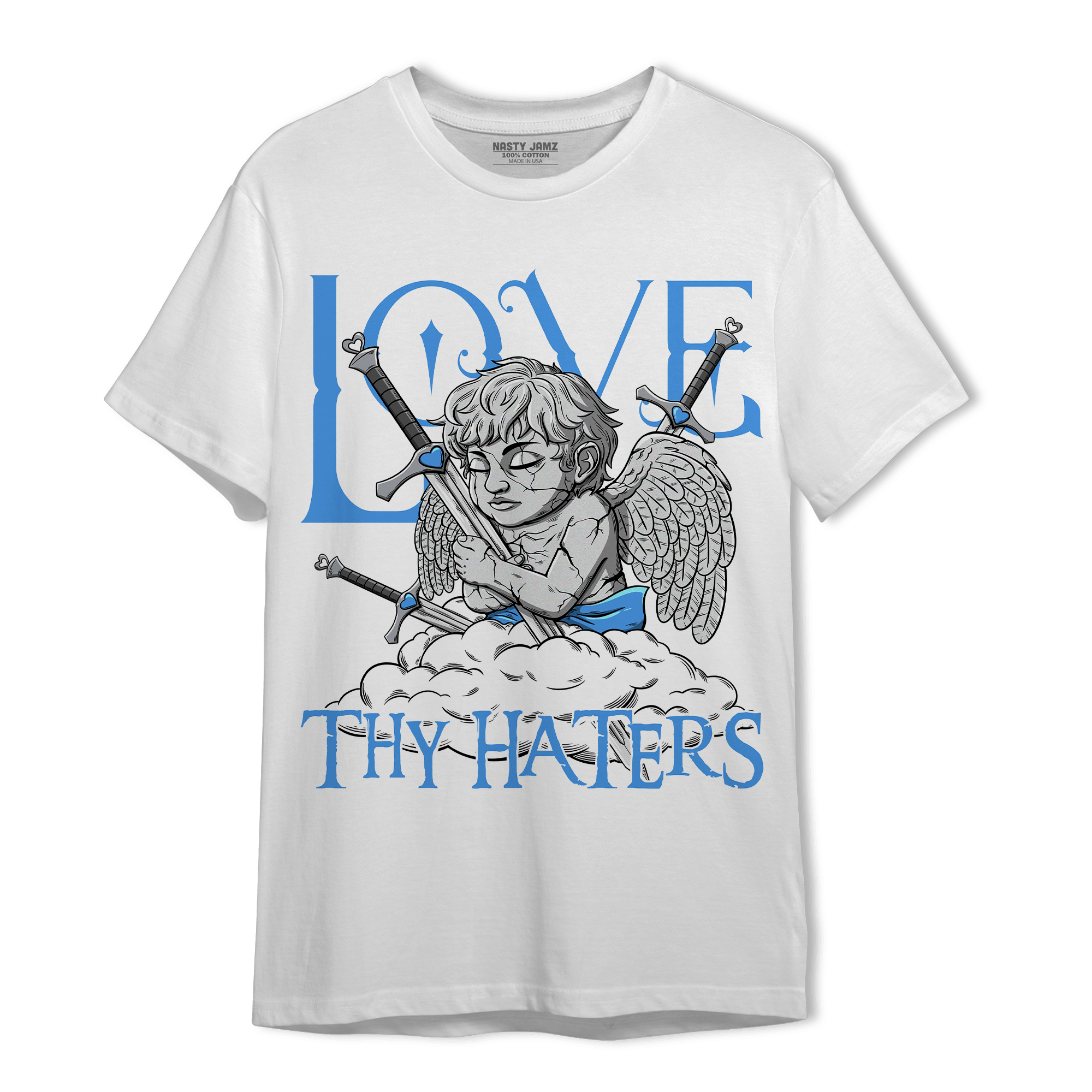 University Blue 5s T Shirt Match Love Thy Haters Angel - NastyJamz