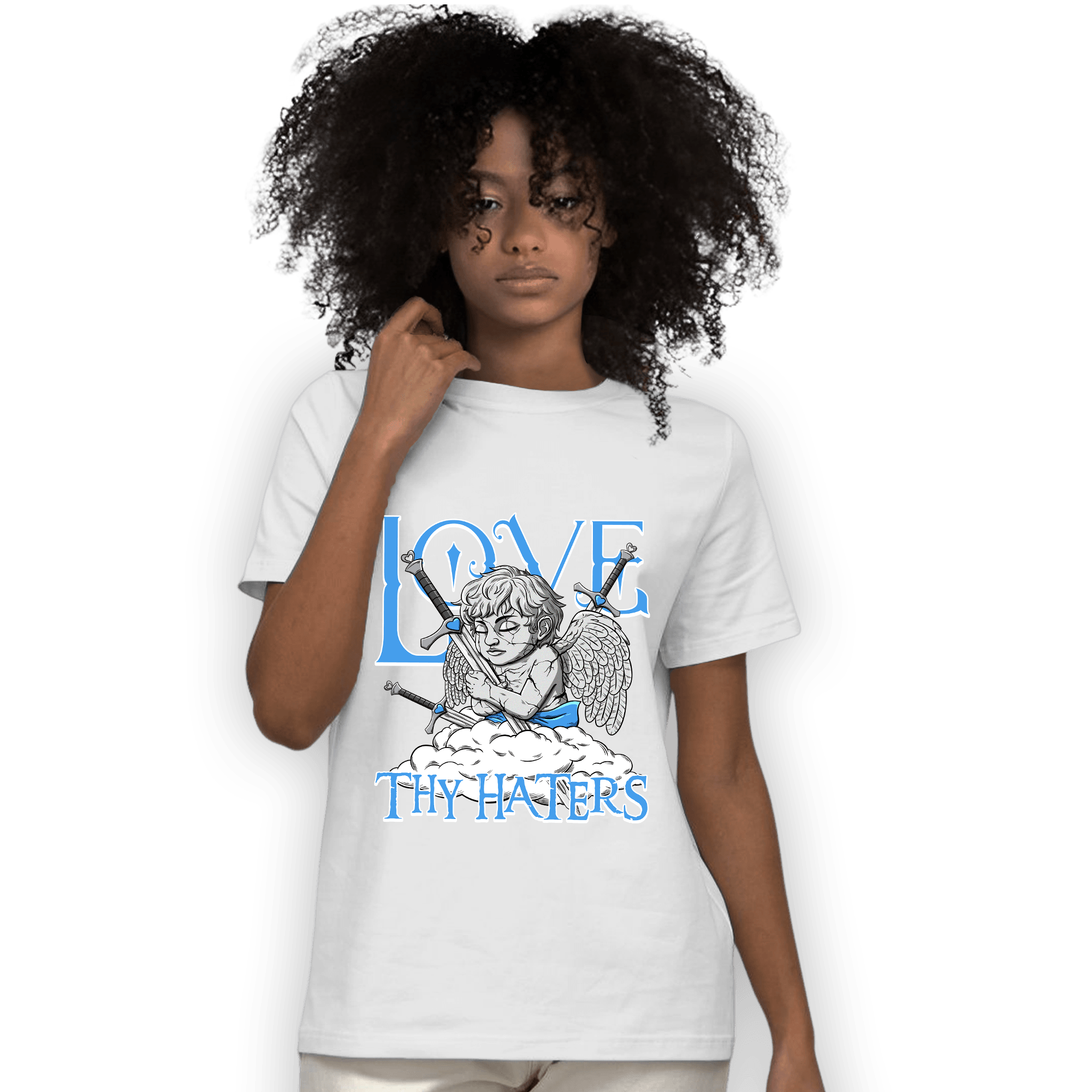 University Blue 5s T Shirt Match Love Thy Haters Angel - NastyJamz